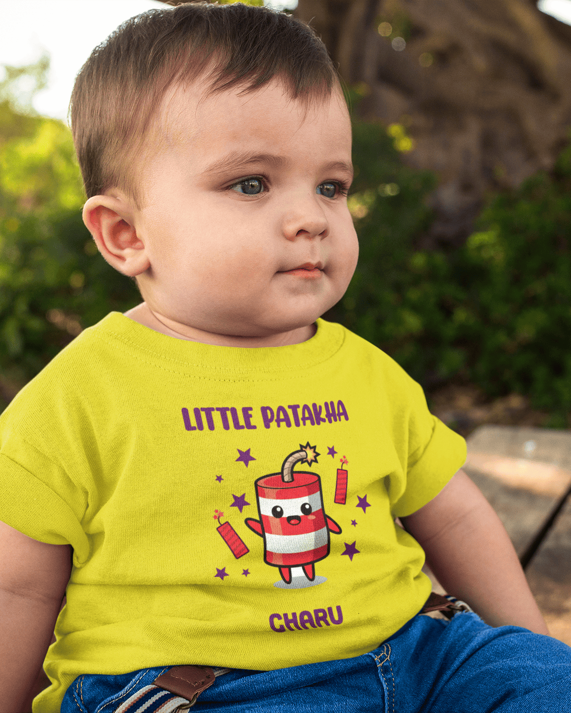 Custom Name Little Patakha Half Sleeves T-Shirt for Boys -FunkyTeesClub