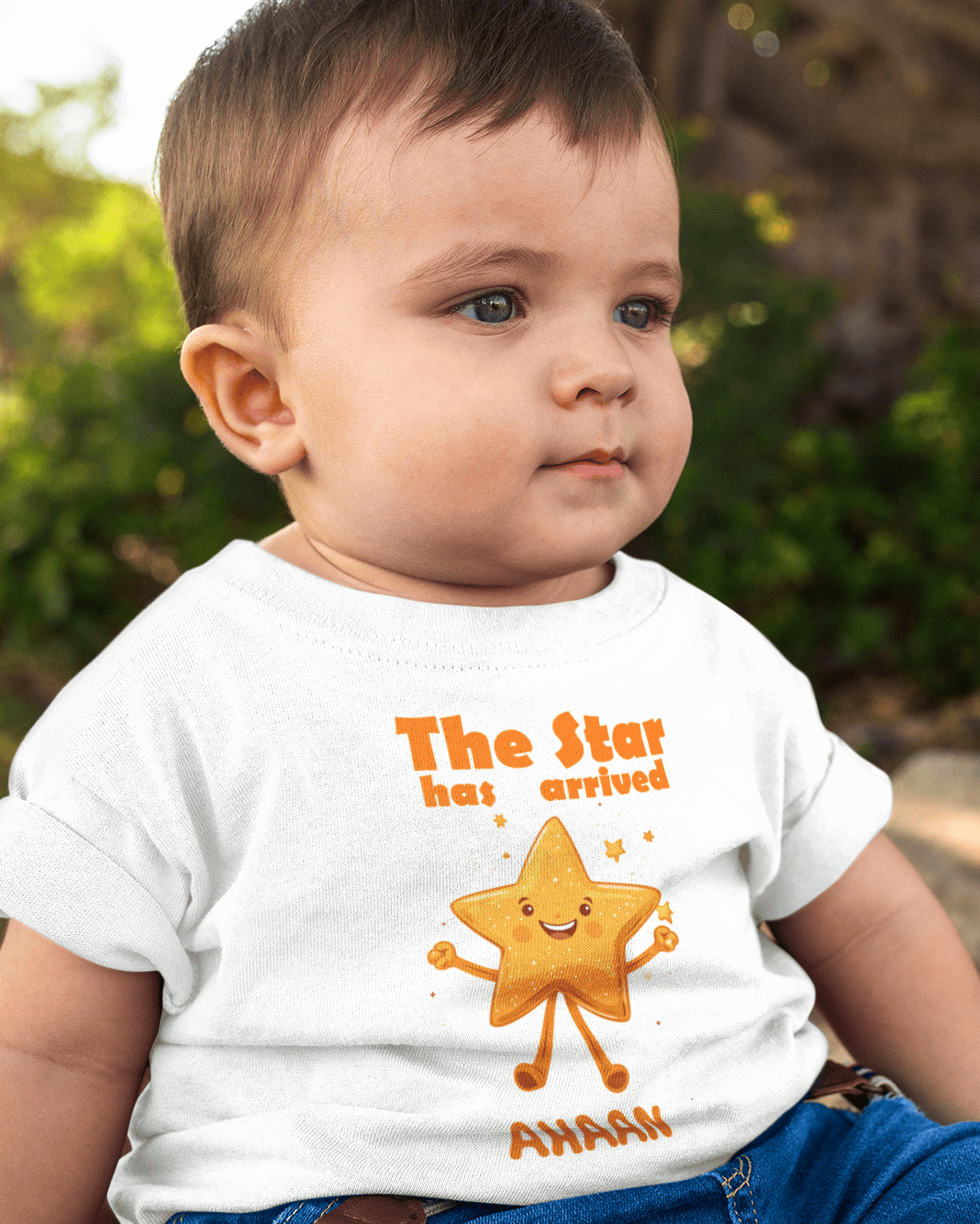 Custom Name The Star Has Arrived New Born Half Sleeves T-Shirt for Boys -FunkyTeesClub