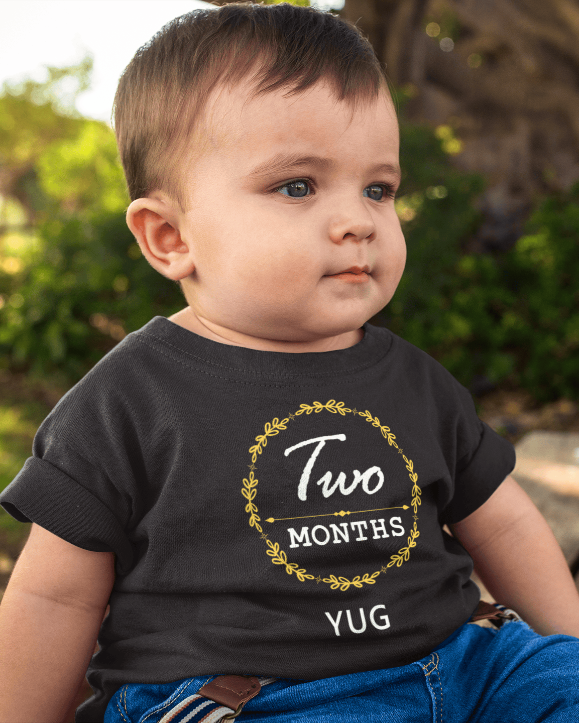 Custom Name Two Month Birthday Half Sleeves T-Shirt for Boys -FunkyTeesClub