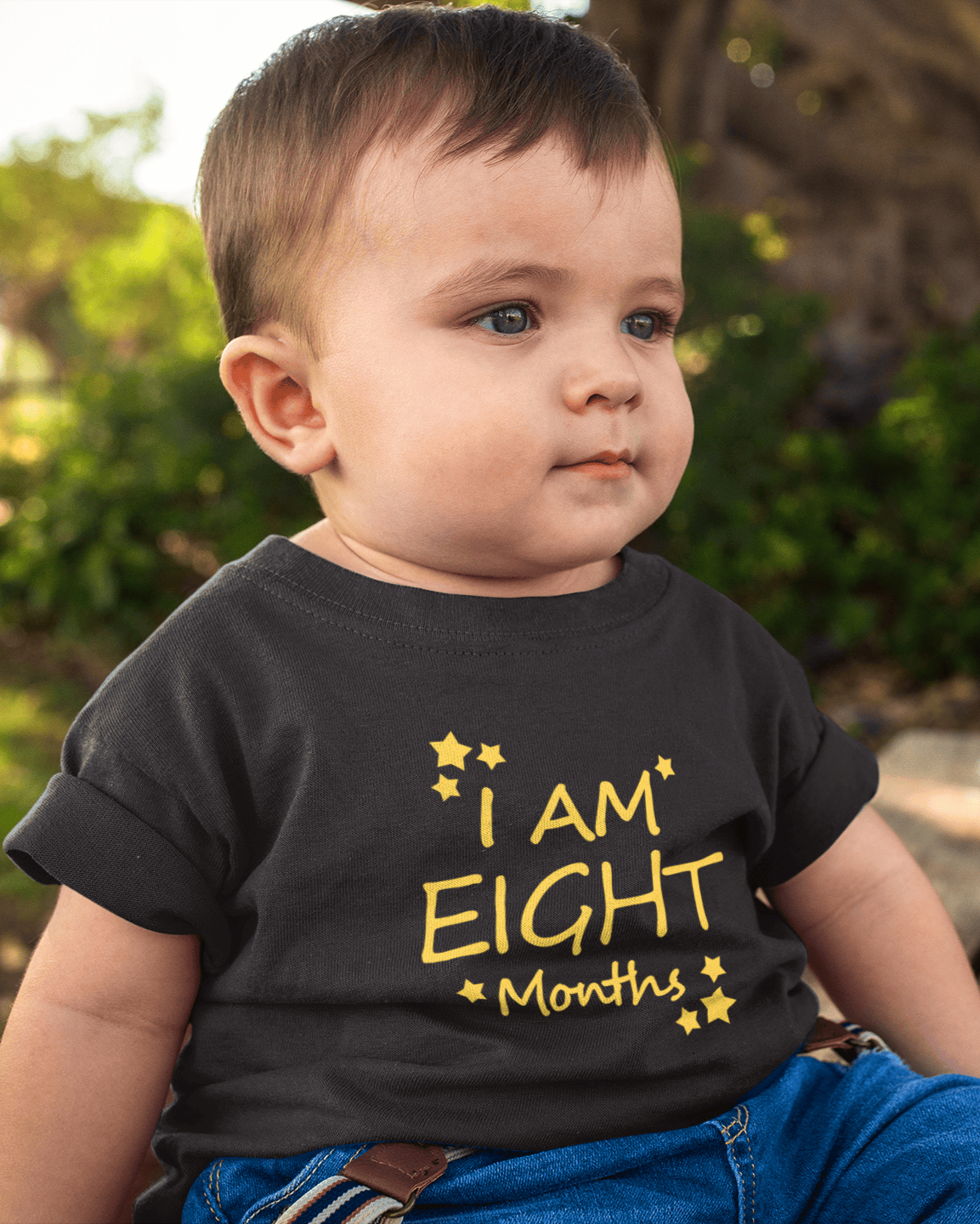 I Am Eight Months Half Sleeves T-Shirt for Boys -FunkyTeesClub
