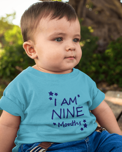 I Am Nine Months Half Sleeves T-Shirt for Boys -FunkyTeesClub