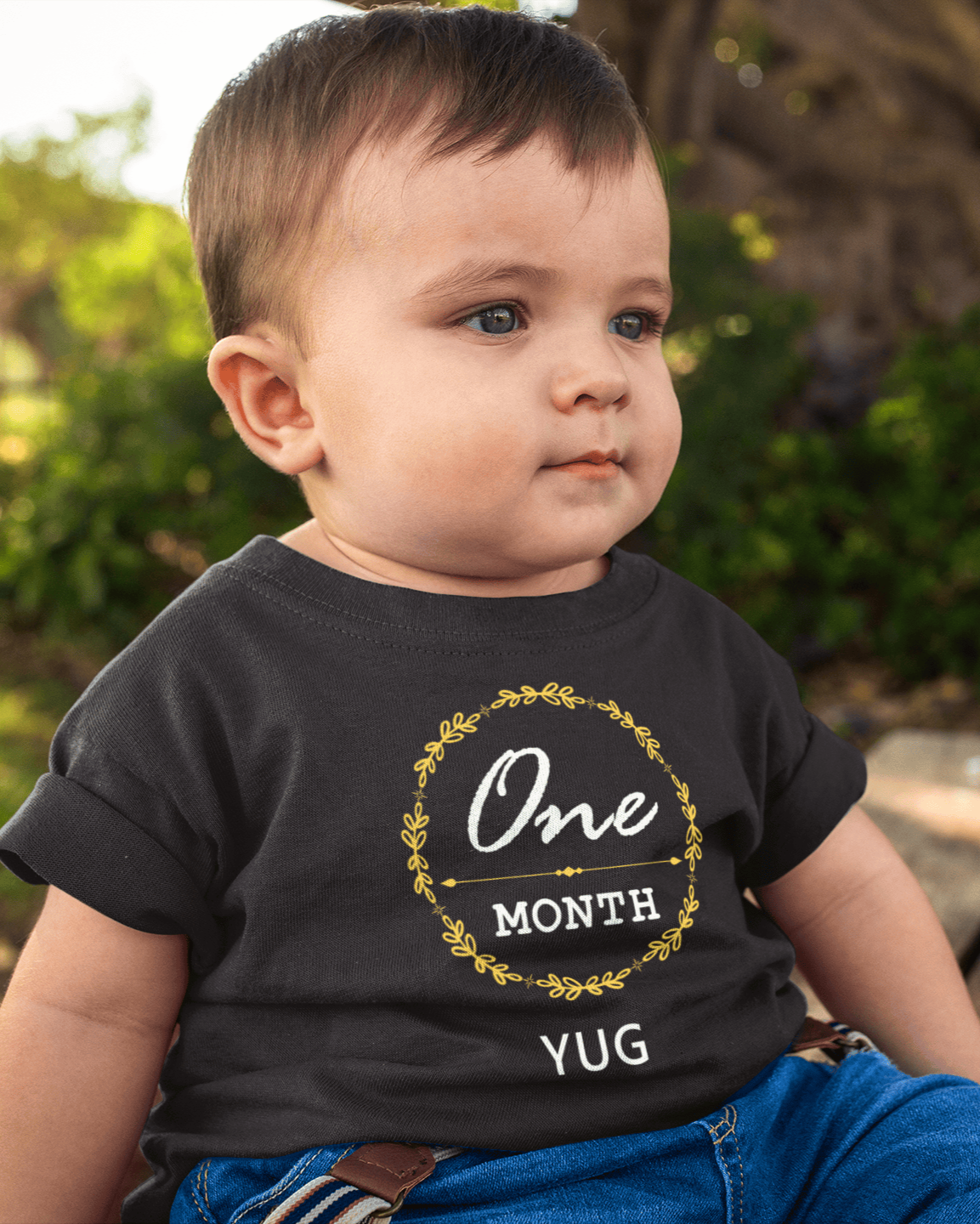 Custom Name One Month Birthday Half Sleeves T-Shirt for Boys -FunkyTeesClub