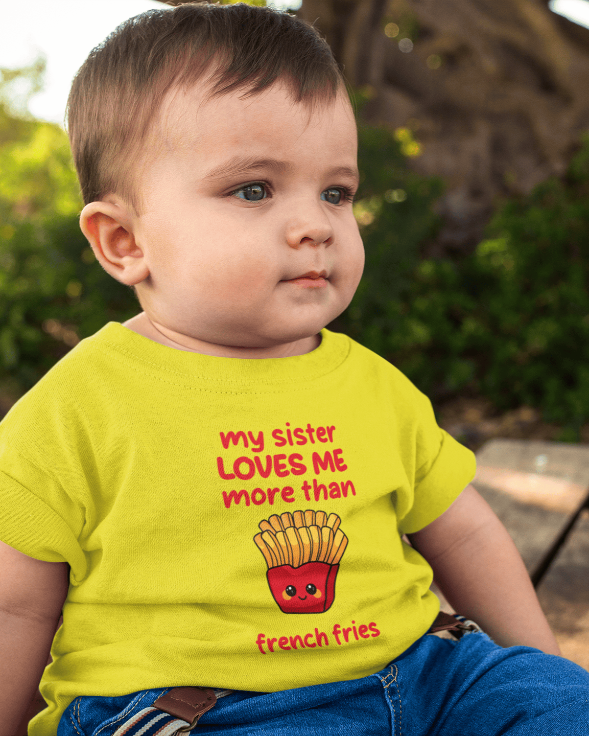 My Sister Loves Me More Than French Fries Rakshabandhan Half Sleeves T-Shirt for Boys -FunkyTeesClub