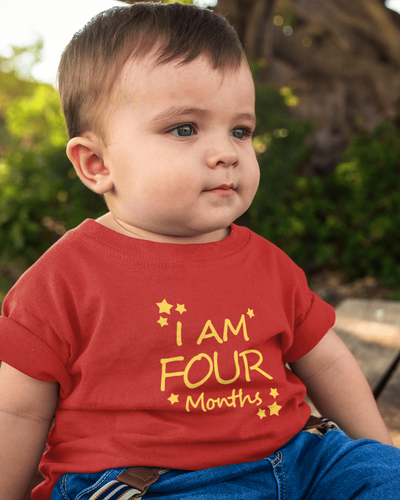 I Am Four Month Half Sleeves T-Shirt for Boys -FunkyTeesClub
