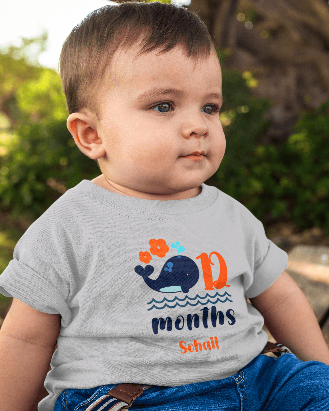 Custom Name Twelve Month Birthday Half Sleeves T-Shirt for Boys -FunkyTeesClub