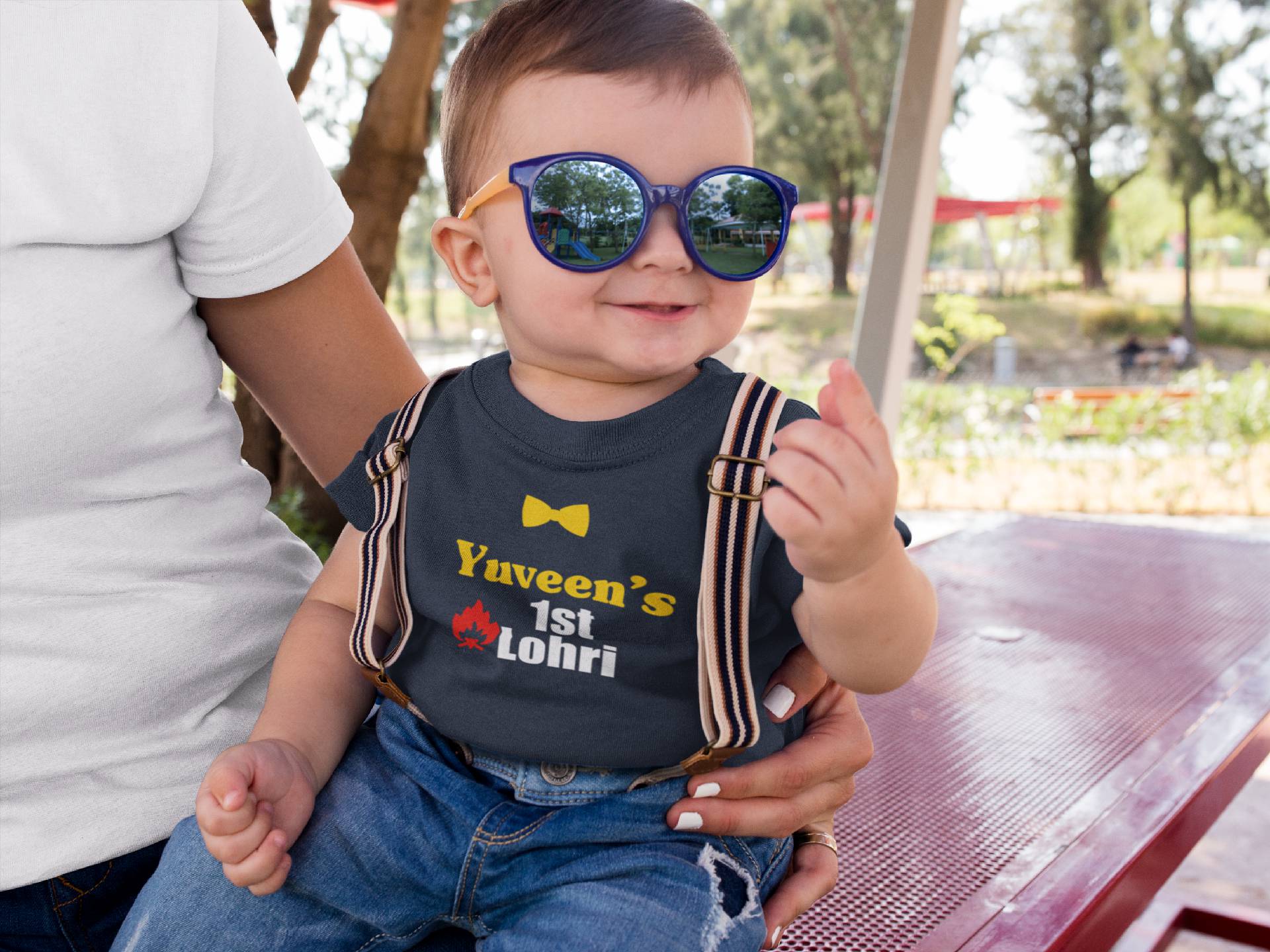 Custom Baby Name First Lohri Half Sleeves T-Shirt for Boy-FunkyTeesClub