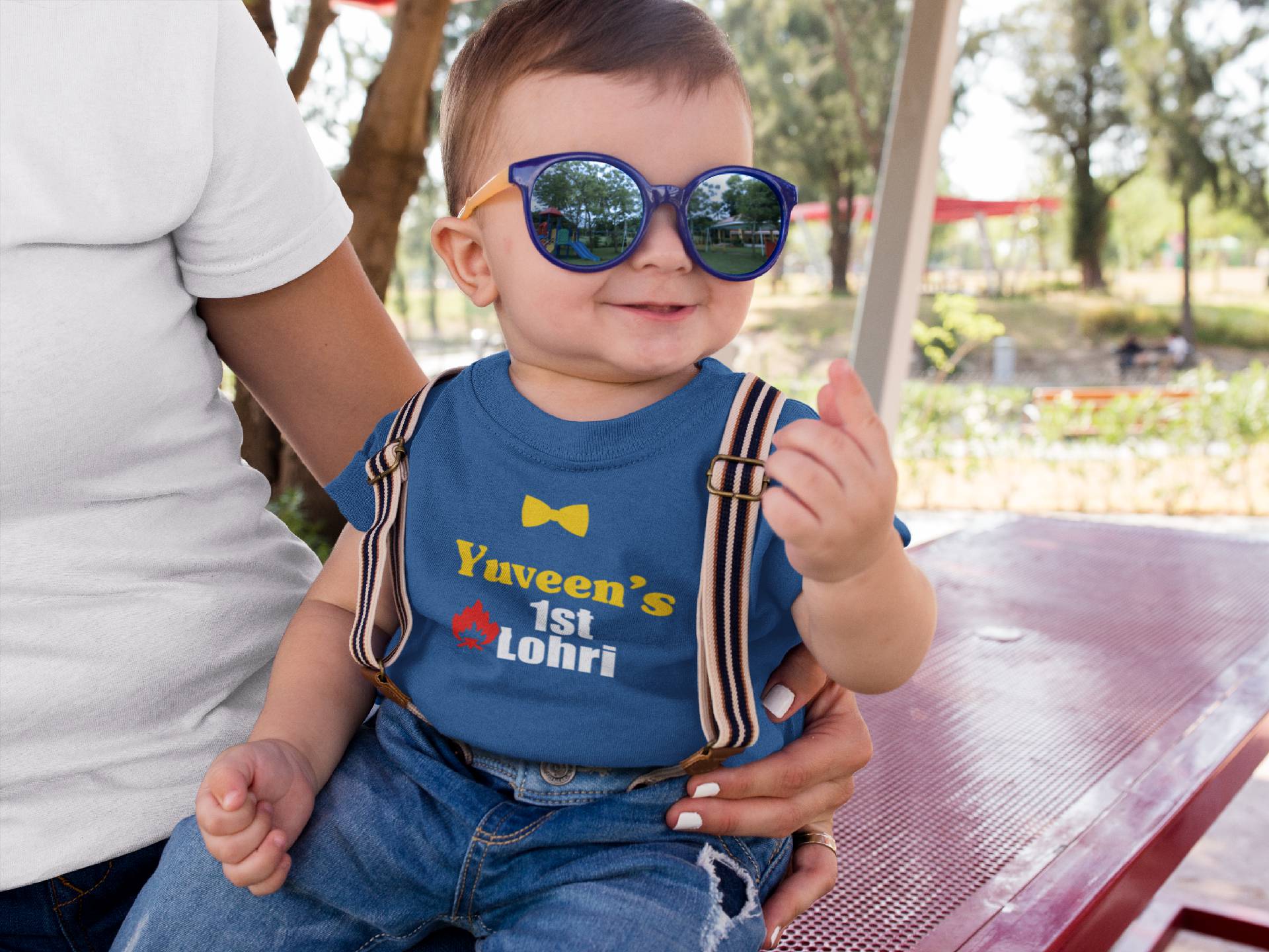 Custom Baby Name First Lohri Half Sleeves T-Shirt for Boy-FunkyTeesClub