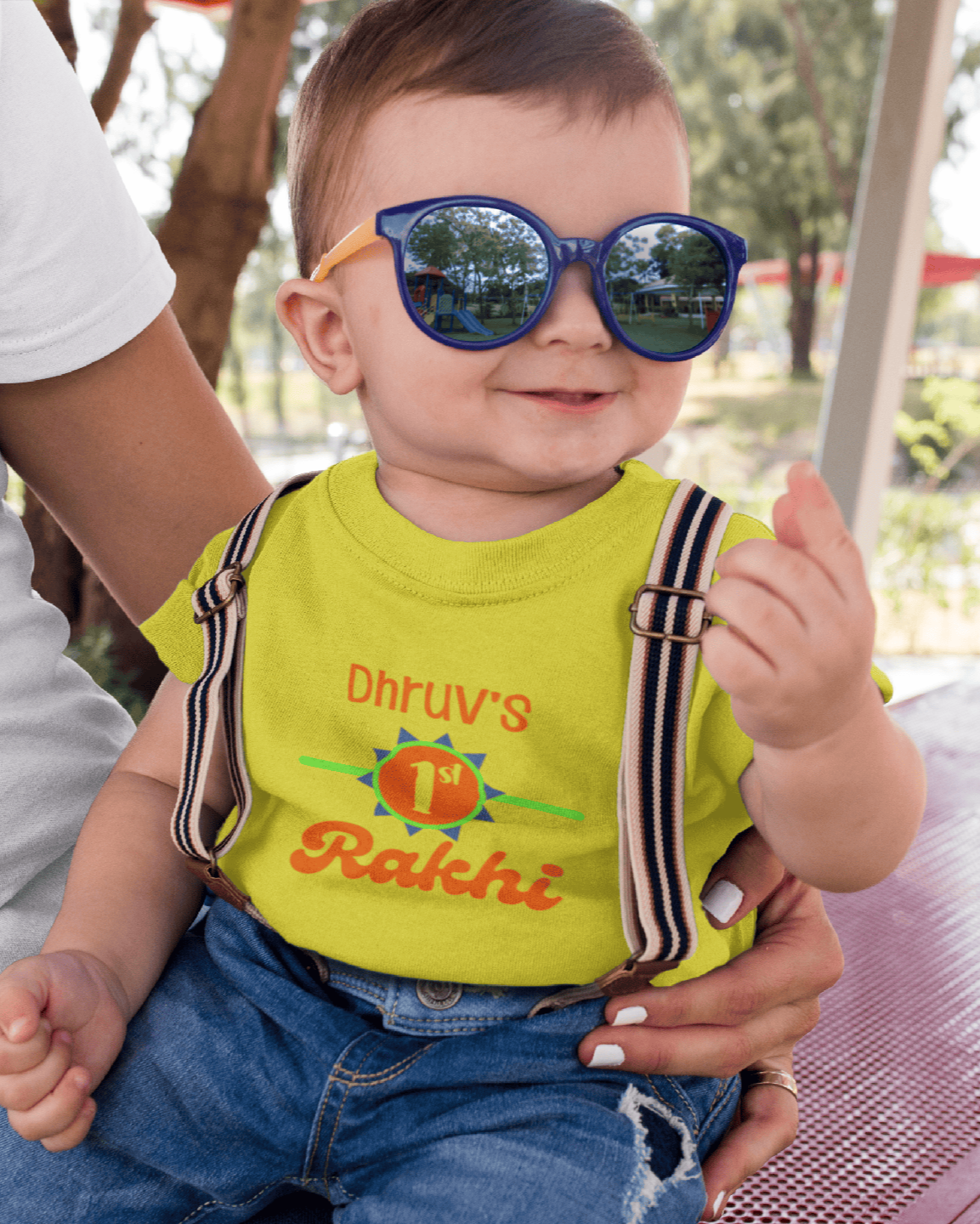 Custom Name My First Rakhi Rakshabandhan Half Sleeves T-Shirt for Boys -FunkyTeesClub