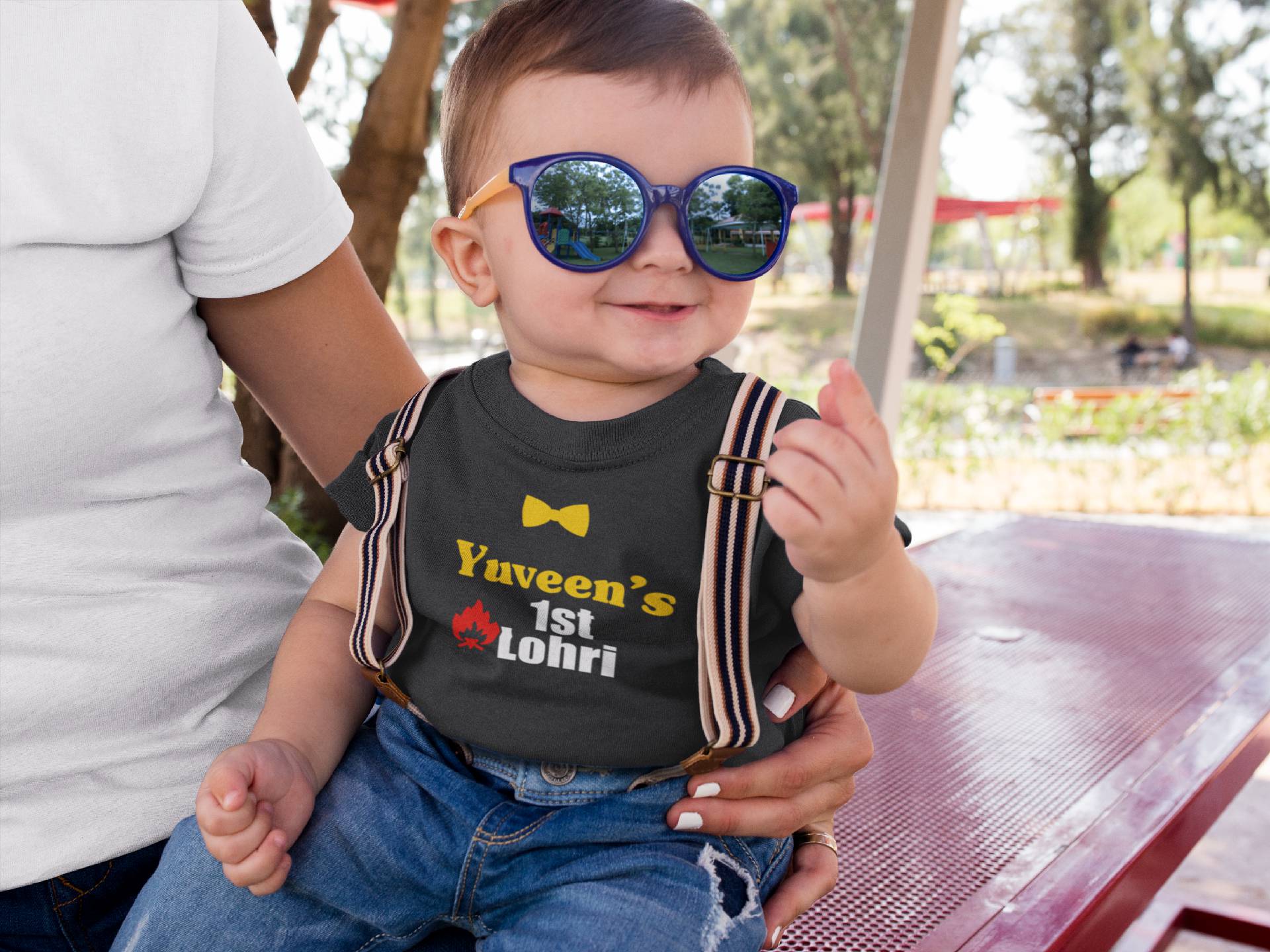 Custom Baby Name First Lohri Half Sleeves T-Shirt for Boy-FunkyTeesClub