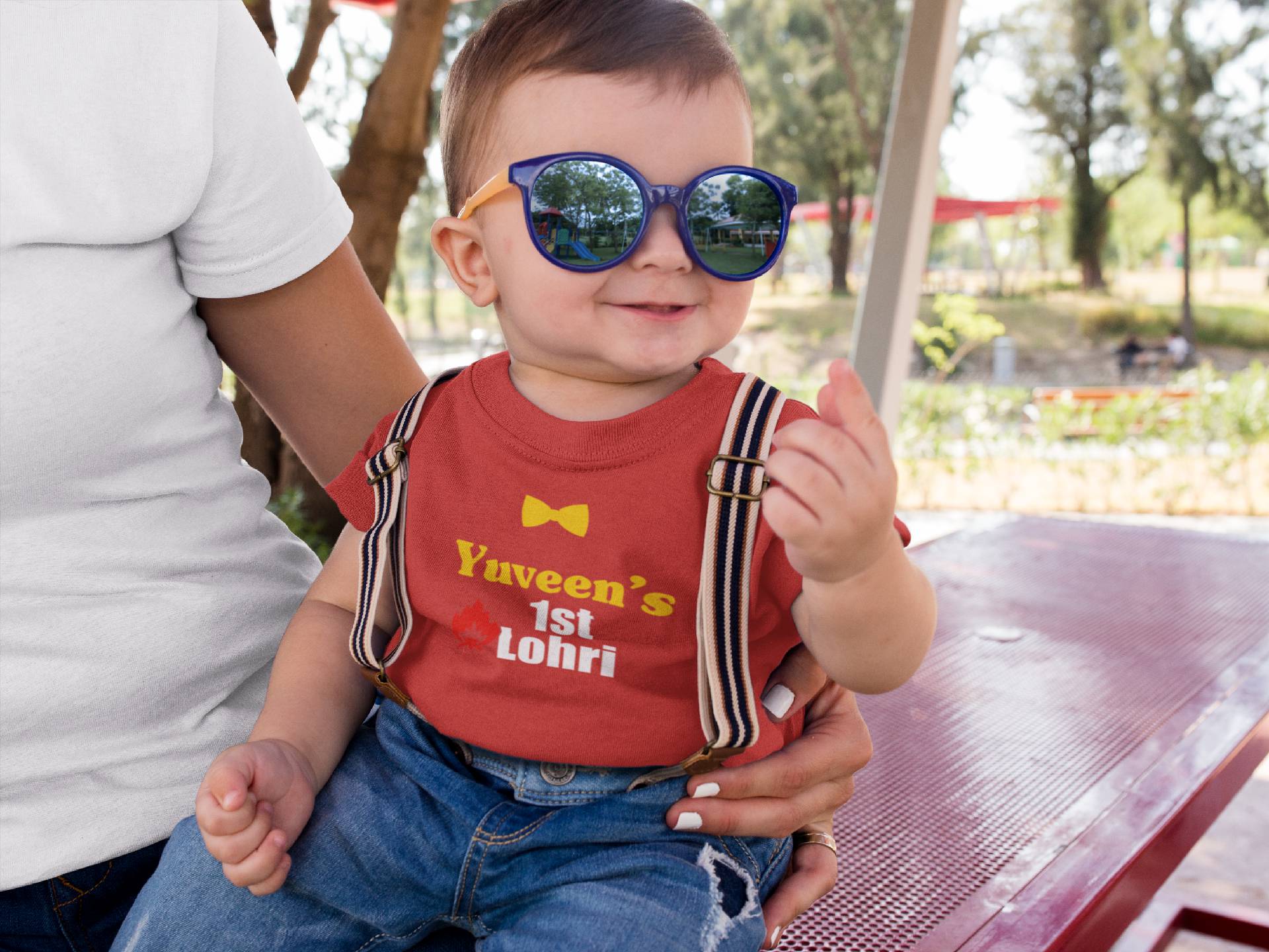 Custom Baby Name First Lohri Half Sleeves T-Shirt for Boy-FunkyTeesClub