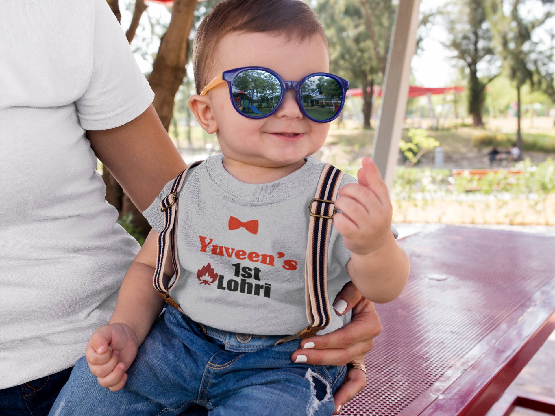 Custom Baby Name First Lohri Half Sleeves T-Shirt for Boy-FunkyTeesClub