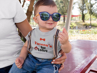 Custom Baby Name First Lohri Half Sleeves T-Shirt for Boy-FunkyTeesClub