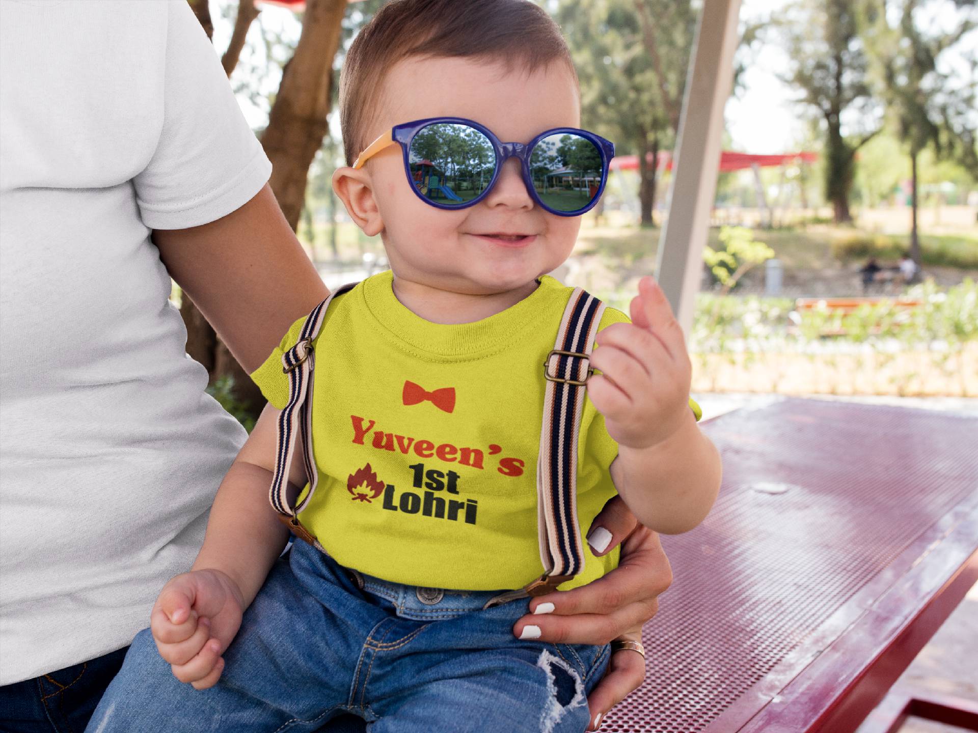 Custom Baby Name First Lohri Half Sleeves T-Shirt for Boy-FunkyTeesClub