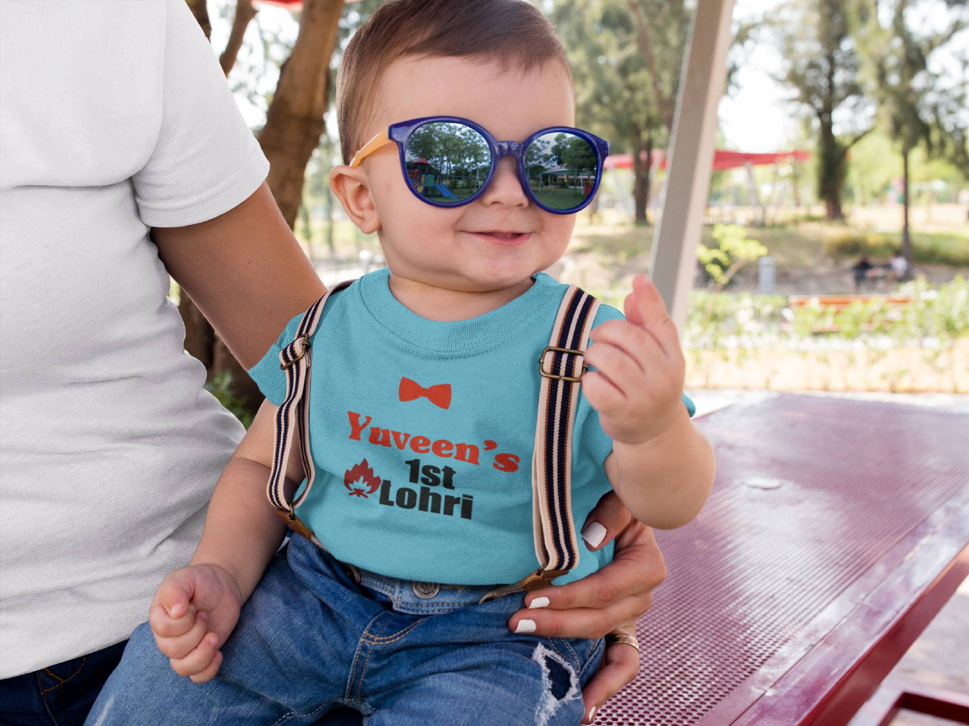 Custom Baby Name First Lohri Half Sleeves T-Shirt for Boy-FunkyTeesClub