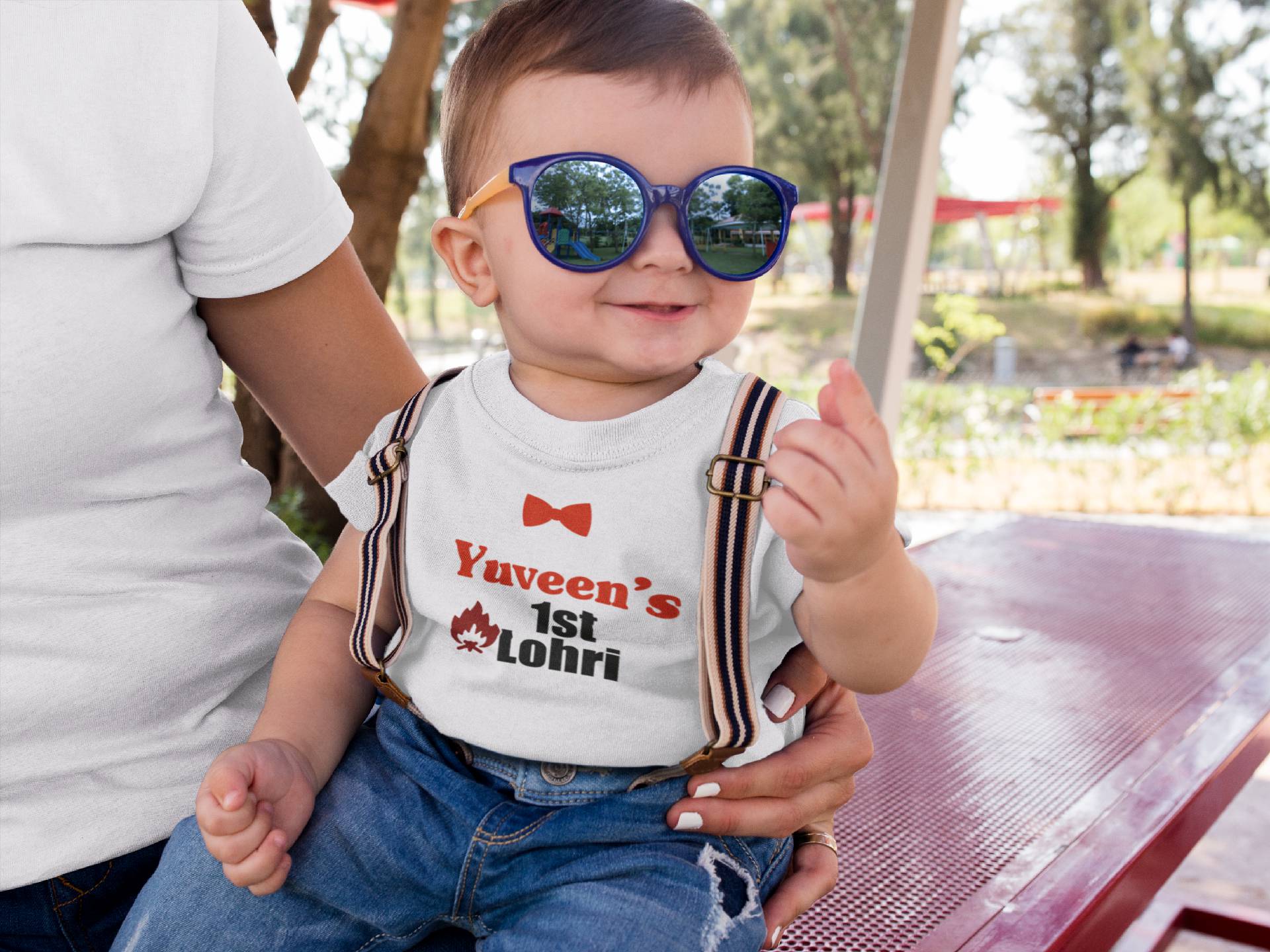 Custom Baby Name First Lohri Half Sleeves T-Shirt for Boy-FunkyTeesClub