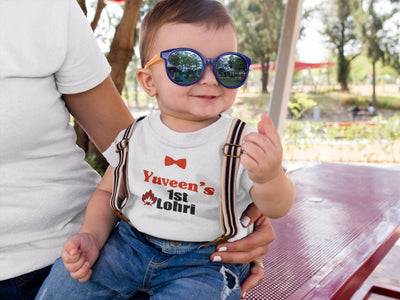 Custom Baby Name First Lohri Half Sleeves T-Shirt for Boy-FunkyTeesClub