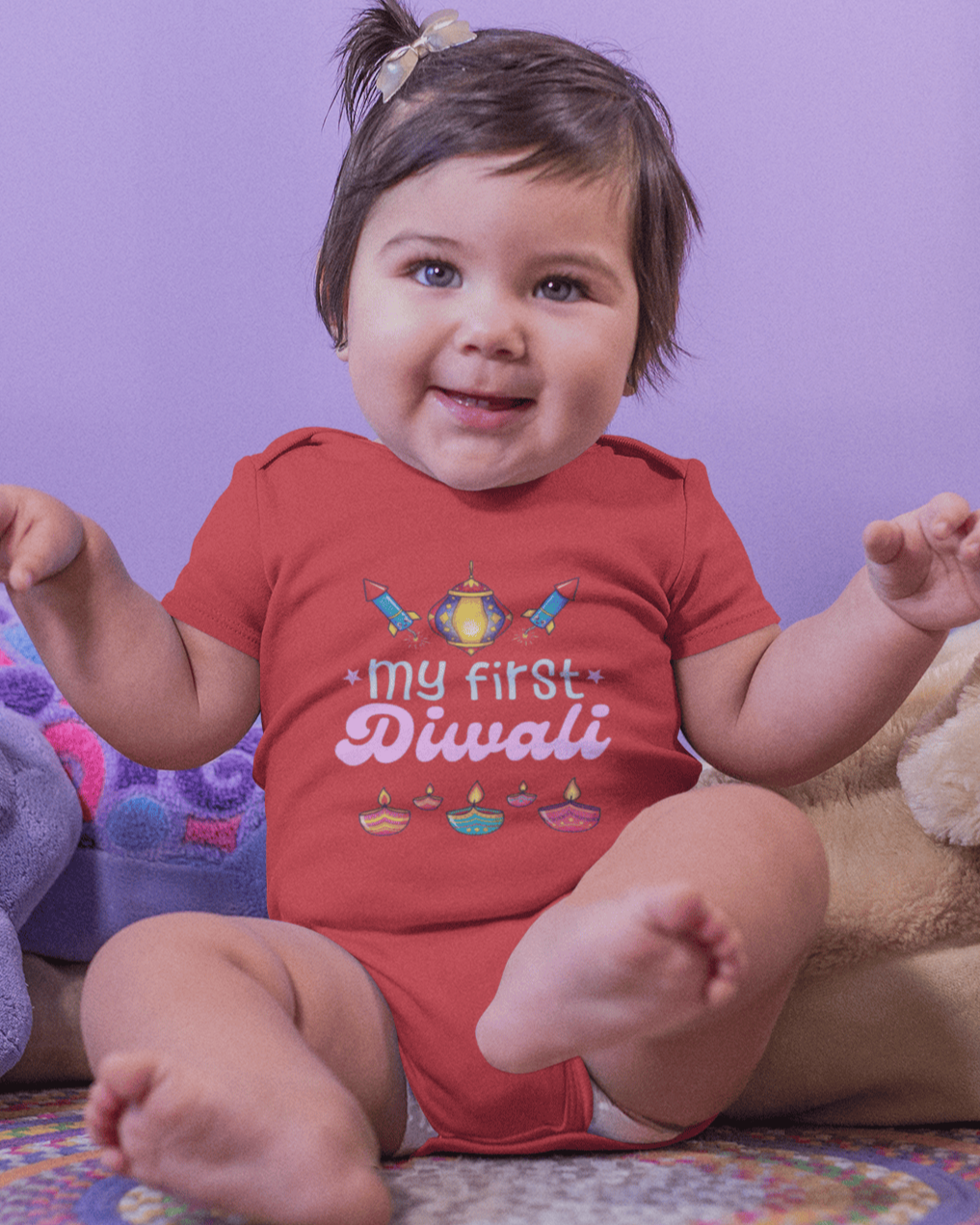 My First Diwali Fun Diwali Rompers for Baby Girl- FunkyTeesClub
