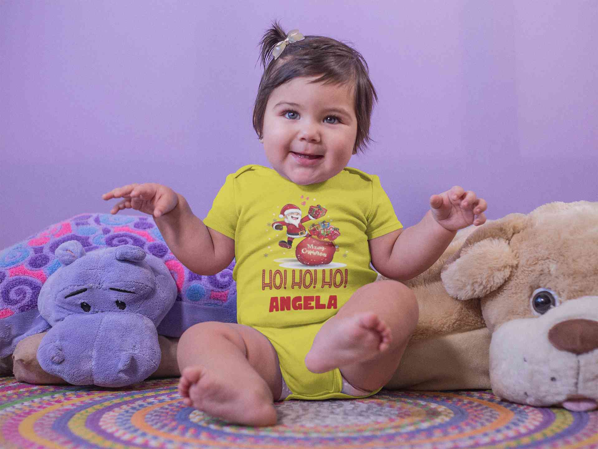 Customized Name Ho! Ho! Ho! Christmas Rompers for Baby Girl- FunkyTeesClub
