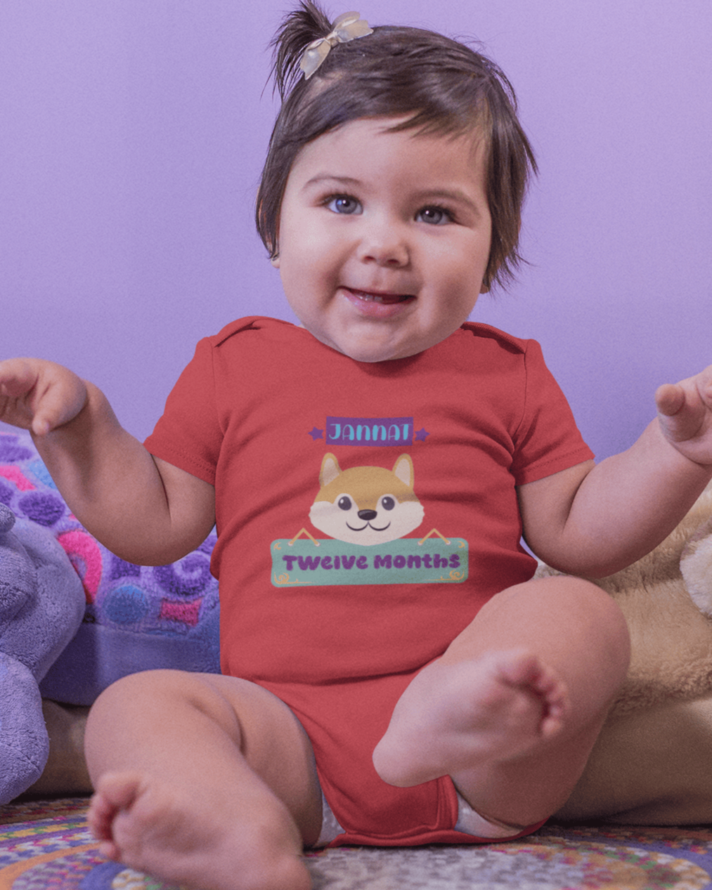 Custom Name Twelve Months Rompers for Baby Girl- FunkyTeesClub