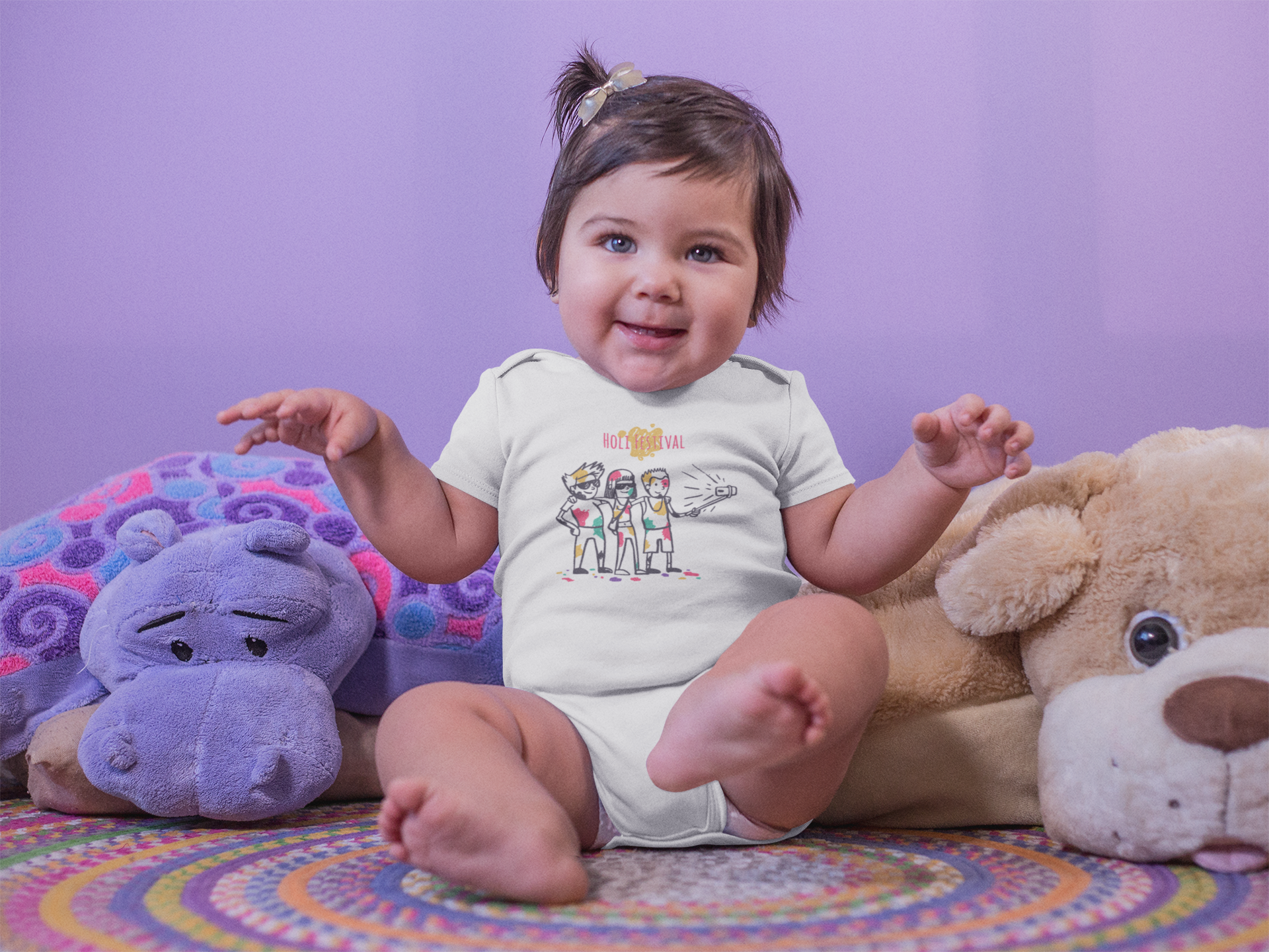 Friends Selfie Holi Rompers for Baby Girl- FunkyTeesClub