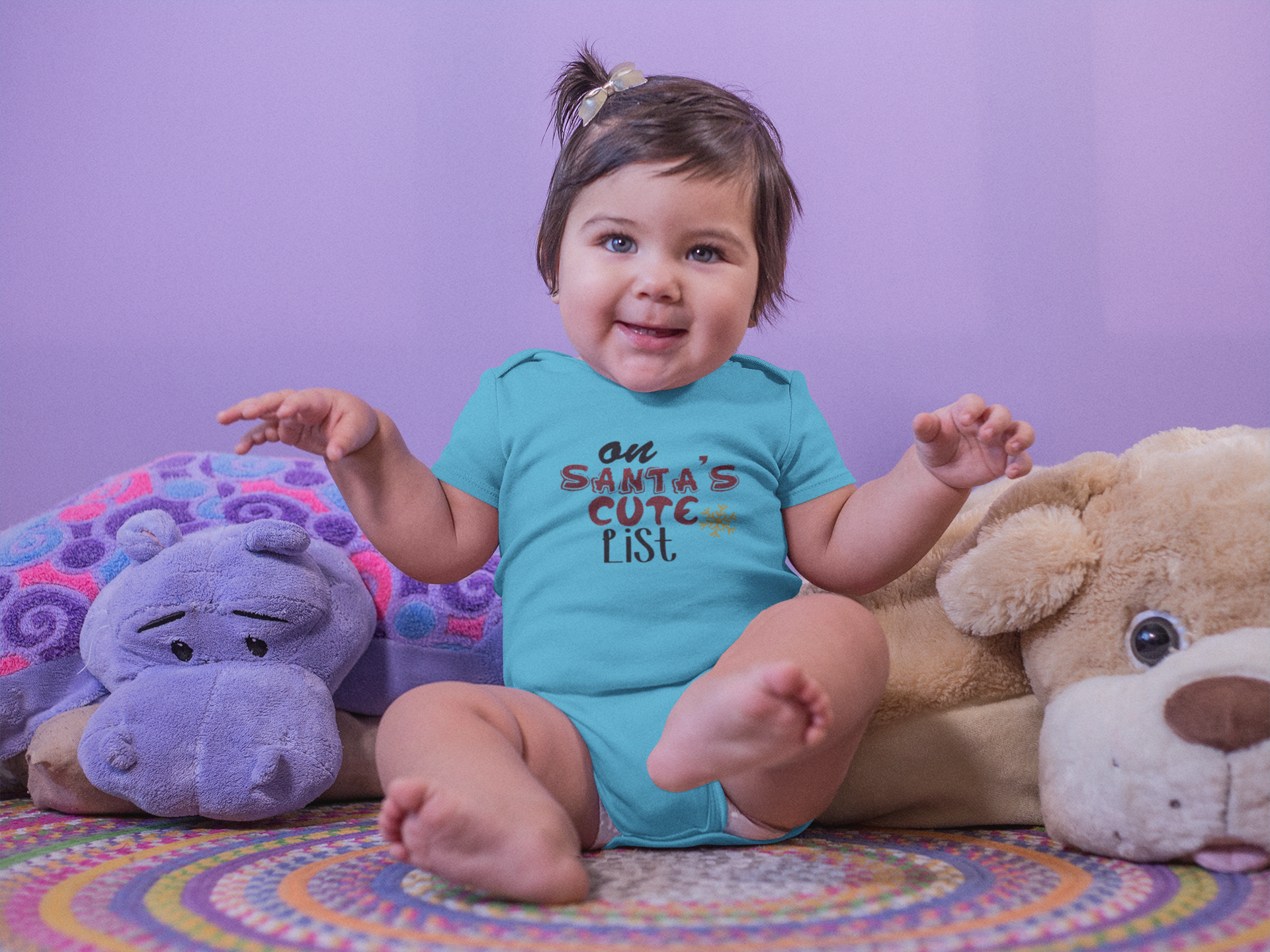 On Santas Cute List Christmas Rompers for Baby Girl- FunkyTeesClub