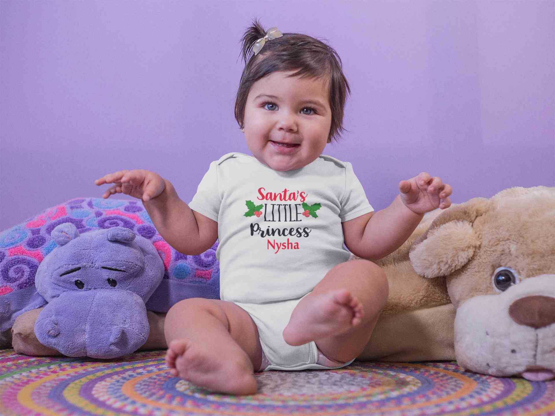 Customized Name Santas Little Princess Christmas Rompers for Baby Girl- FunkyTeesClub