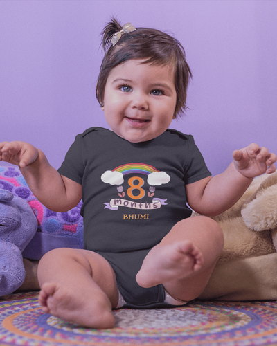 Custom Name Eight Month Rompers for Baby Girl- FunkyTeesClub