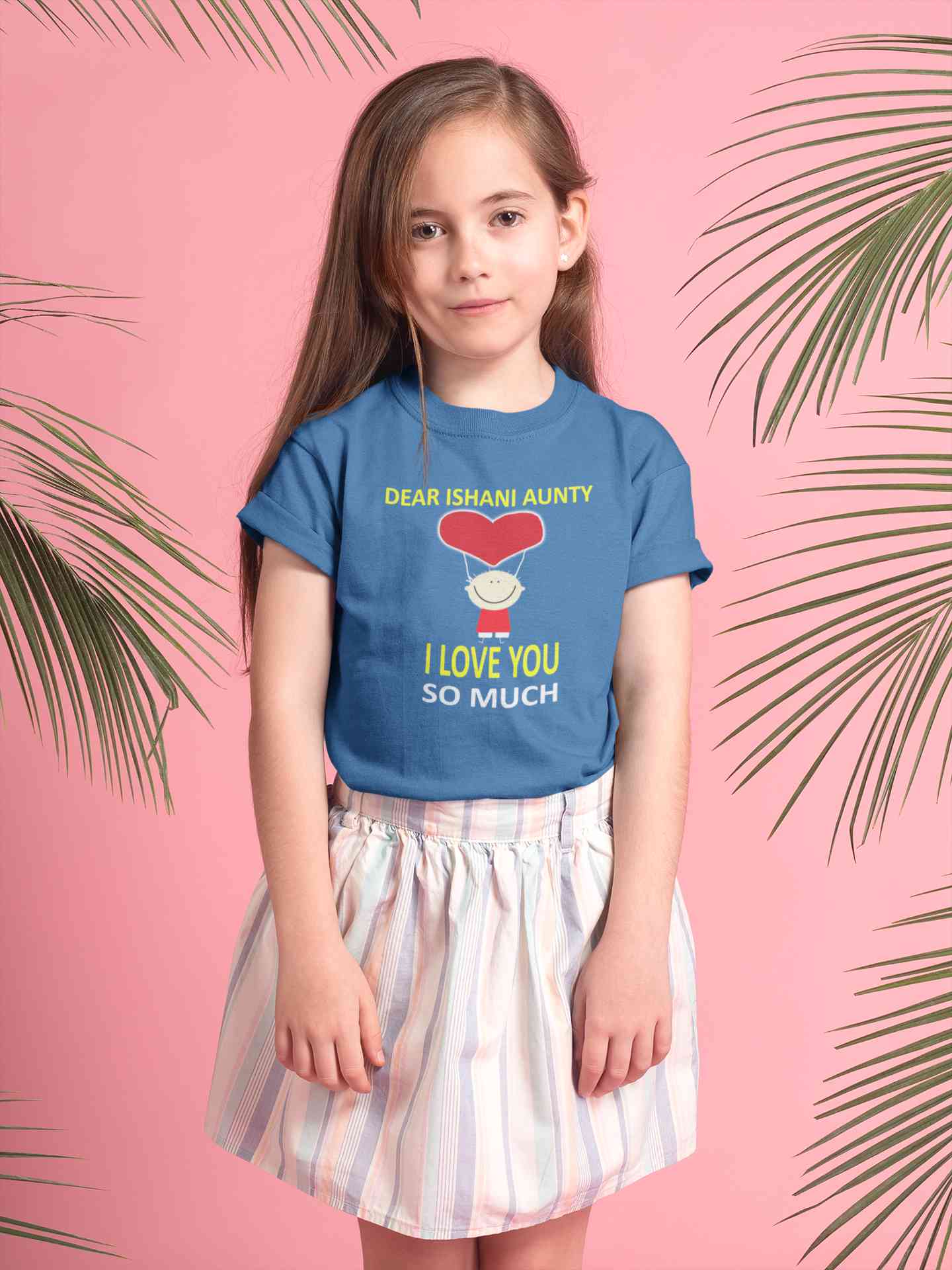 Custom Name I love My Aunty So Much Half Sleeves T-Shirt For Girls -FunkyTeesClub
