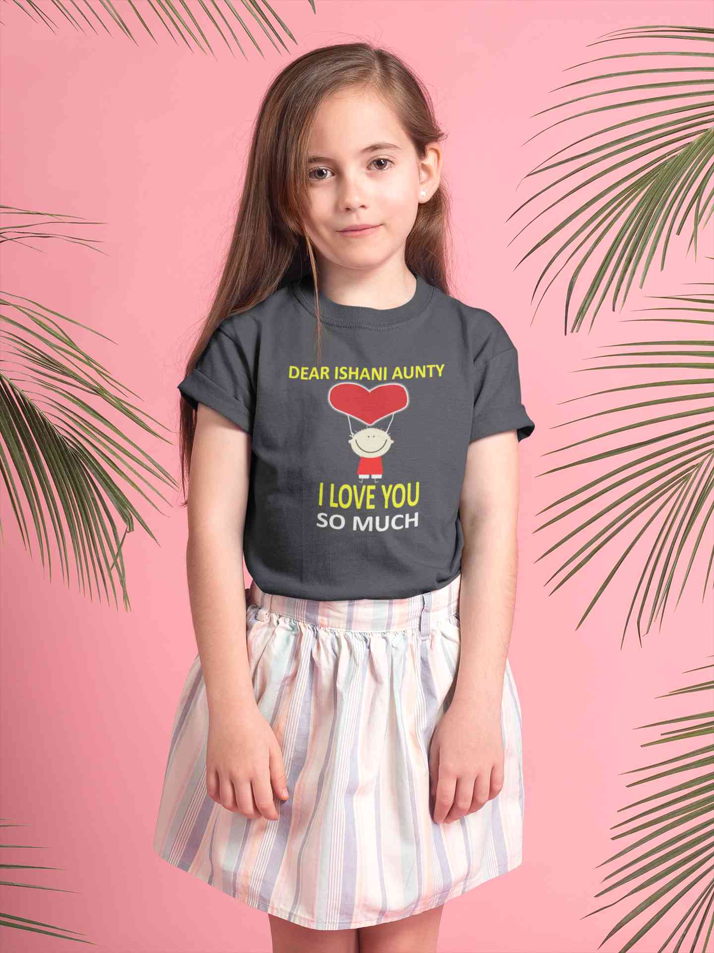 Custom Name I love My Aunty So Much Half Sleeves T-Shirt For Girls -FunkyTeesClub
