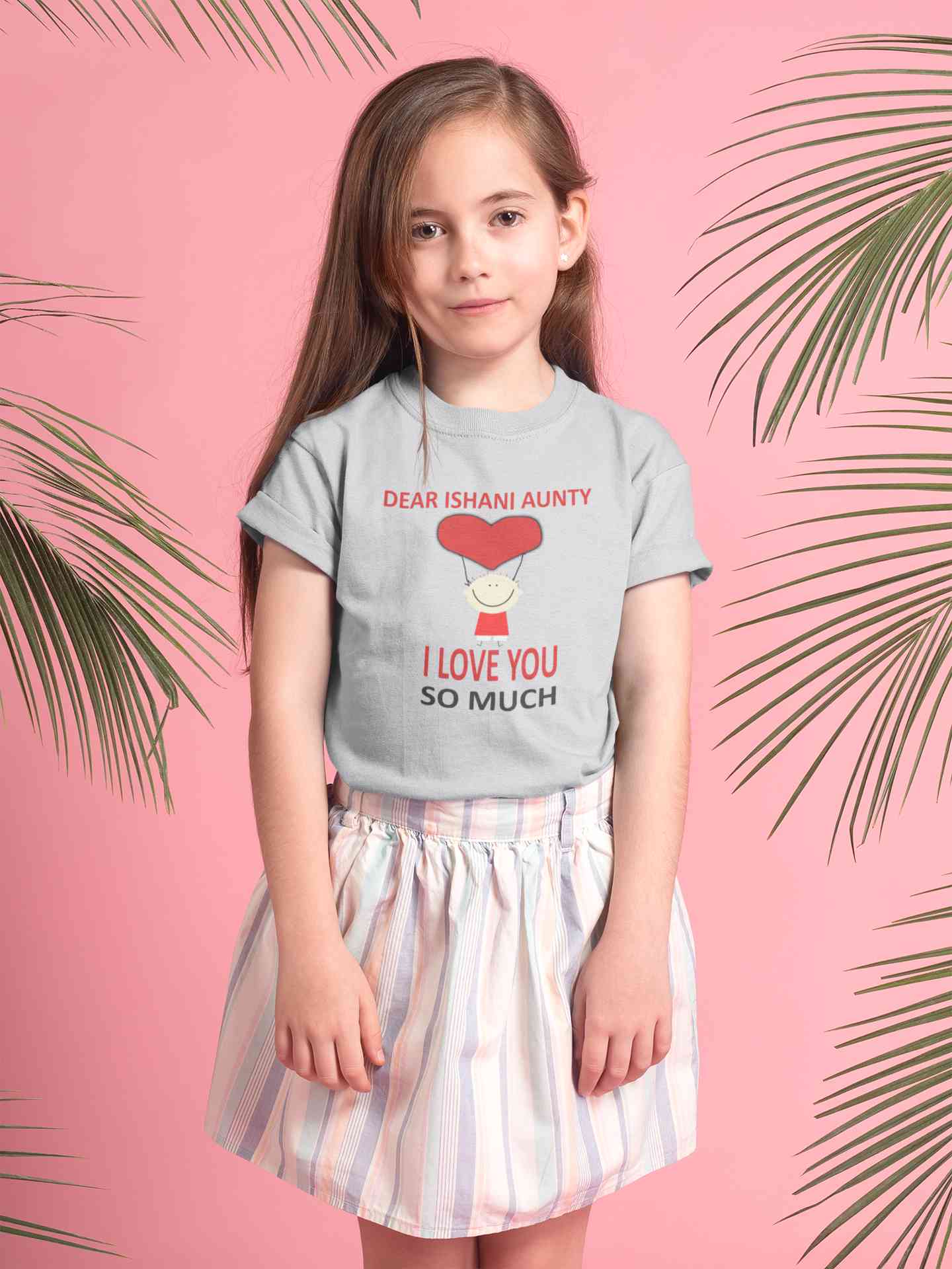 Custom Name I love My Aunty So Much Half Sleeves T-Shirt For Girls -FunkyTeesClub