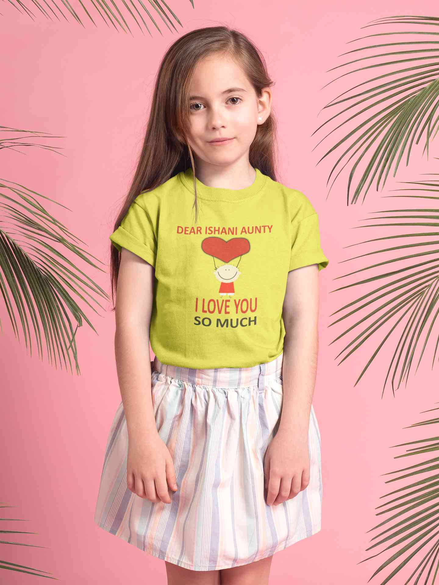 Custom Name I love My Aunty So Much Half Sleeves T-Shirt For Girls -FunkyTeesClub