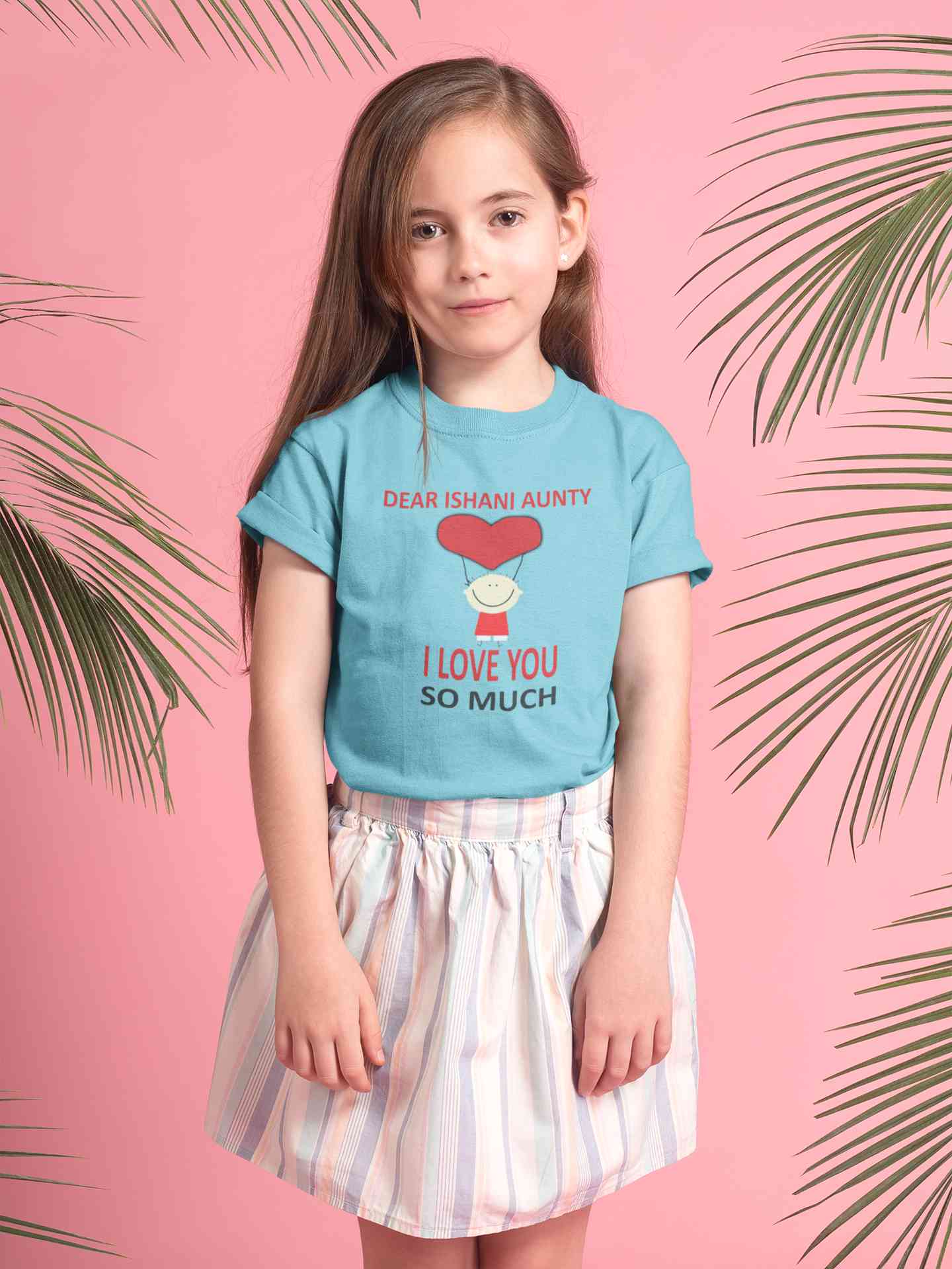 Custom Name I love My Aunty So Much Half Sleeves T-Shirt For Girls -FunkyTeesClub