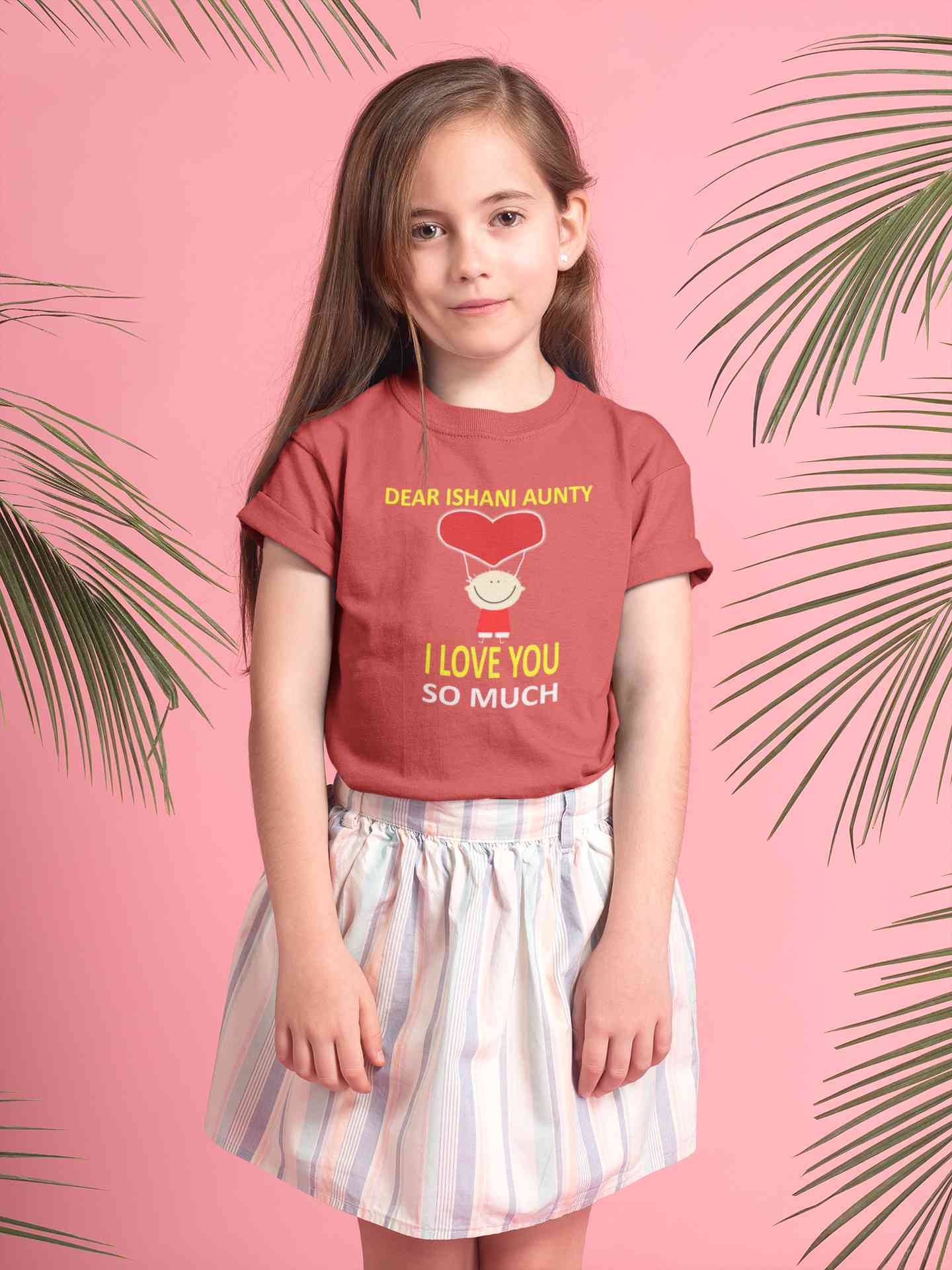Custom Name I love My Aunty So Much Half Sleeves T-Shirt For Girls -FunkyTeesClub