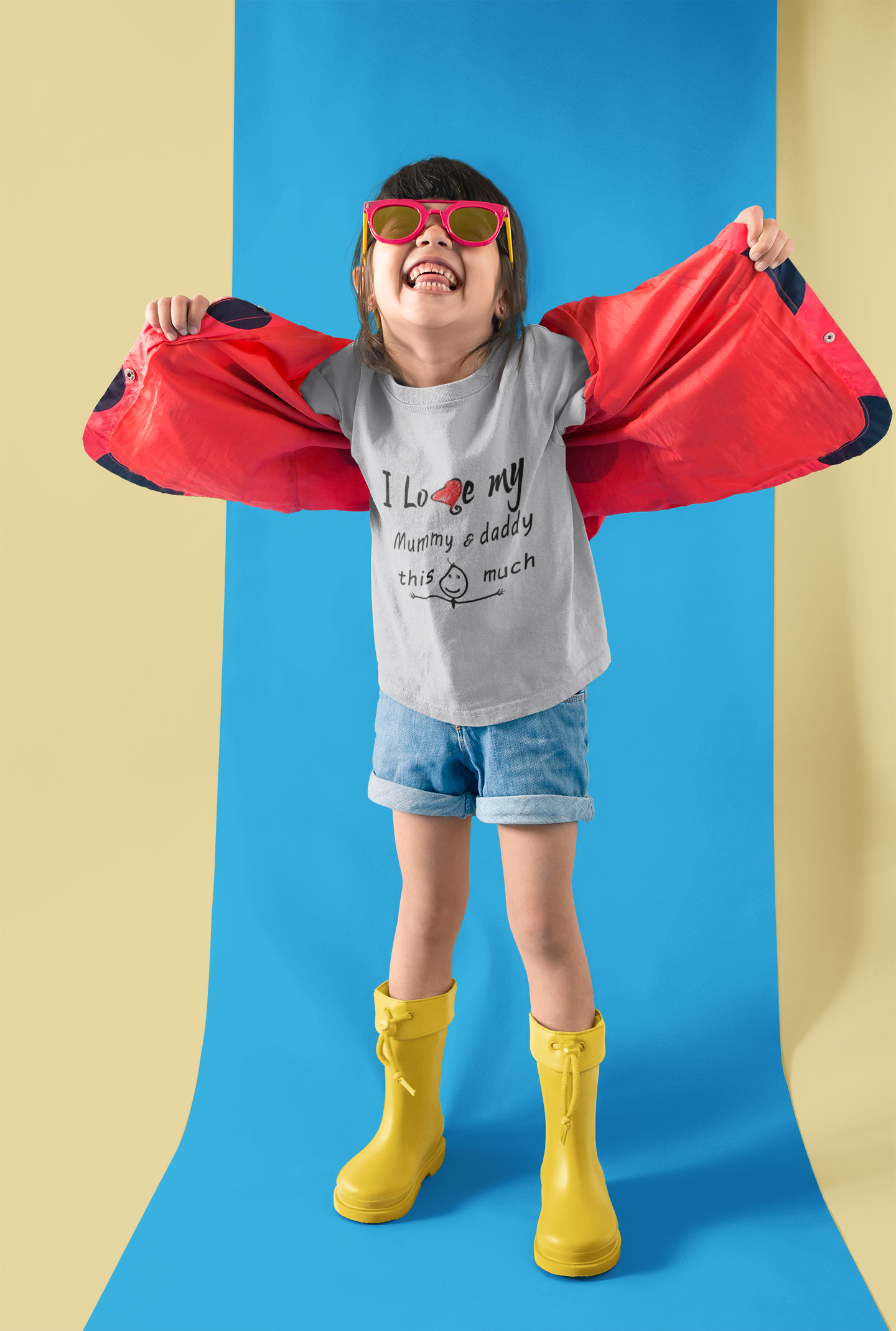 I Love My Mummy Daddy Half Sleeves T-Shirt For Girls -FunkyTeesClub