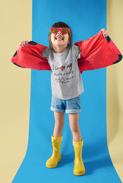 I Love My Mummy Daddy Half Sleeves T-Shirt For Girls -FunkyTeesClub