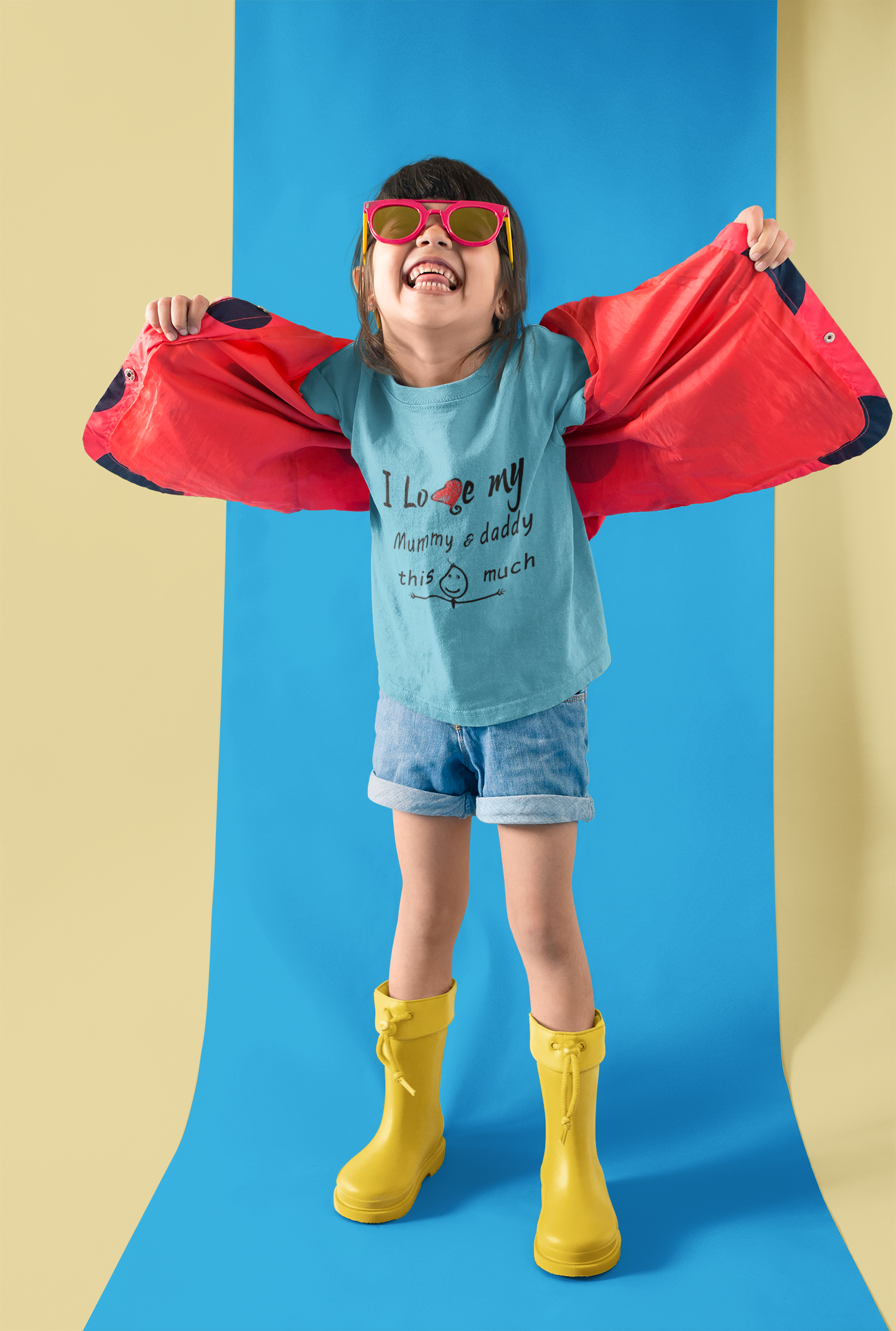I Love My Mummy Daddy Half Sleeves T-Shirt For Girls -FunkyTeesClub