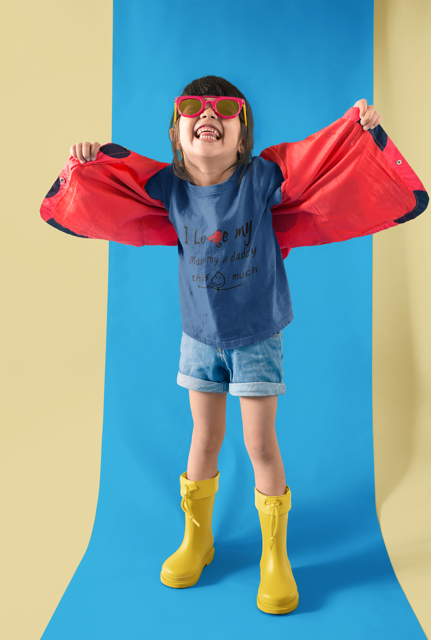 I Love My Mummy Daddy Half Sleeves T-Shirt For Girls -FunkyTeesClub