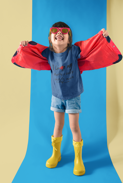 I Love My Mummy Daddy Half Sleeves T-Shirt For Girls -FunkyTeesClub