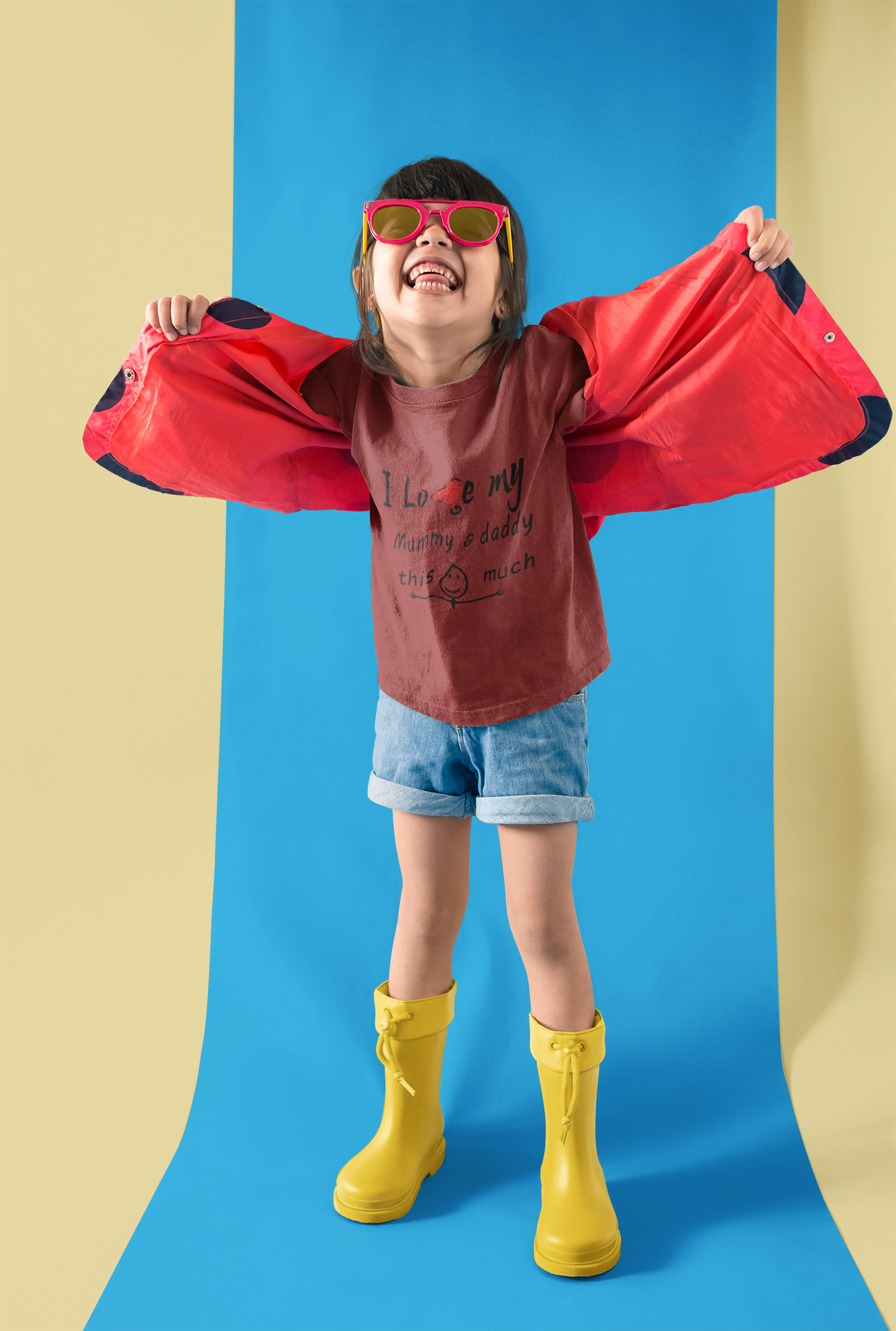 I Love My Mummy Daddy Half Sleeves T-Shirt For Girls -FunkyTeesClub