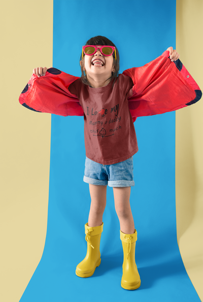 I Love My Mummy Daddy Half Sleeves T-Shirt For Girls -FunkyTeesClub