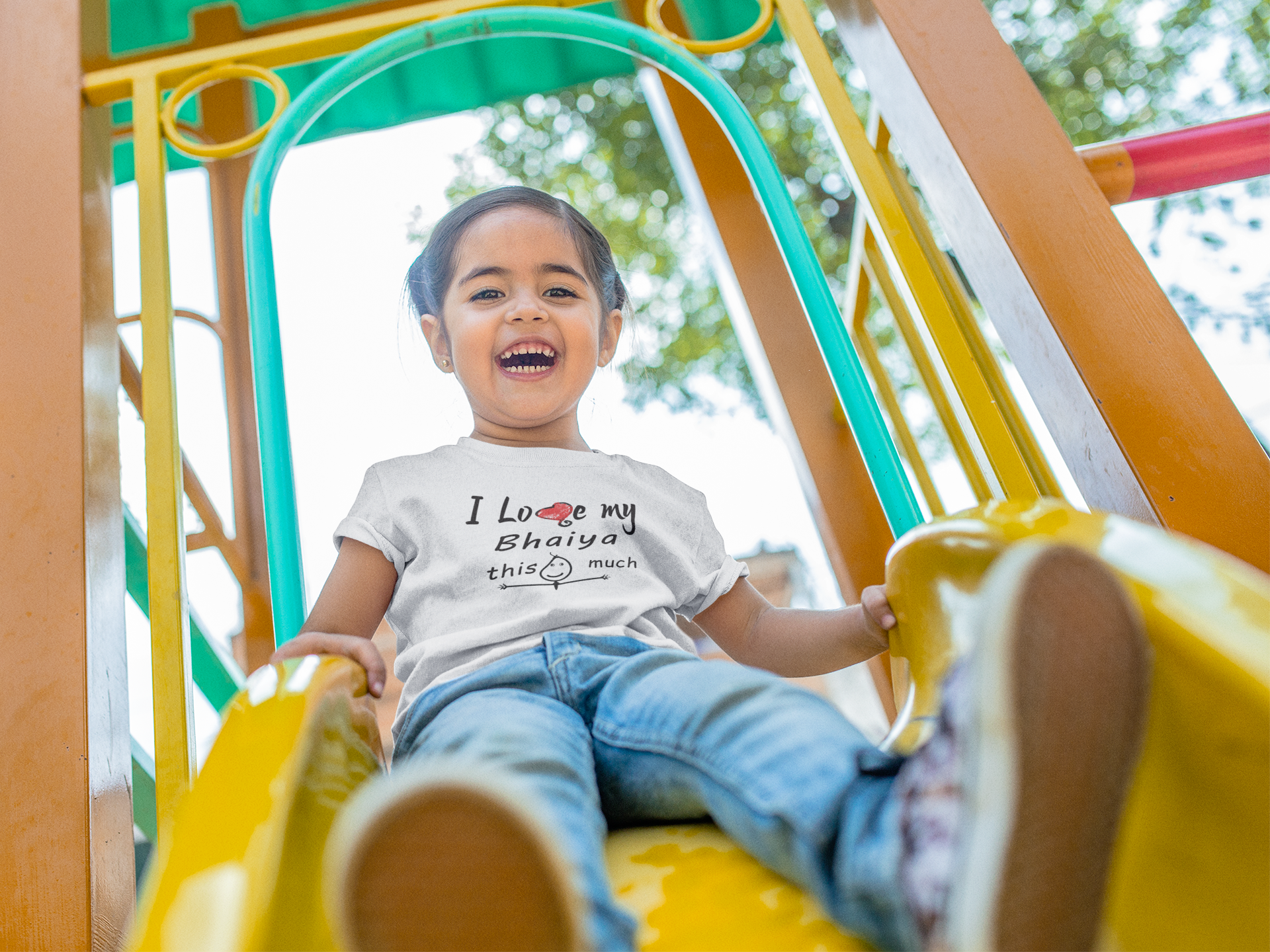 I Love My Bhaiya Half Sleeves T-Shirt For Girls -FunkyTeesClub