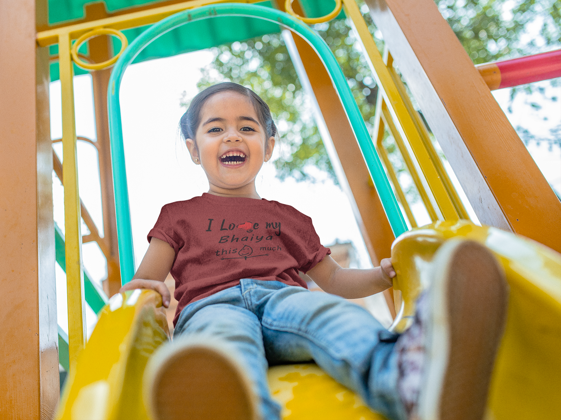 I Love My Bhaiya Half Sleeves T-Shirt For Girls -FunkyTeesClub