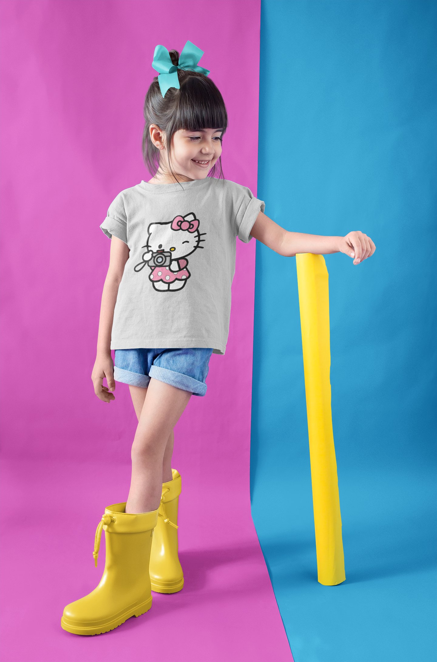 Hello Kitty Half Sleeves T-Shirt For Girls -FunkyTeesClub