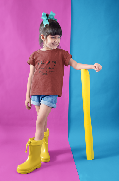 I Love Dada Dadi Half Sleeves T-Shirt For Girls -FunkyTeesClub