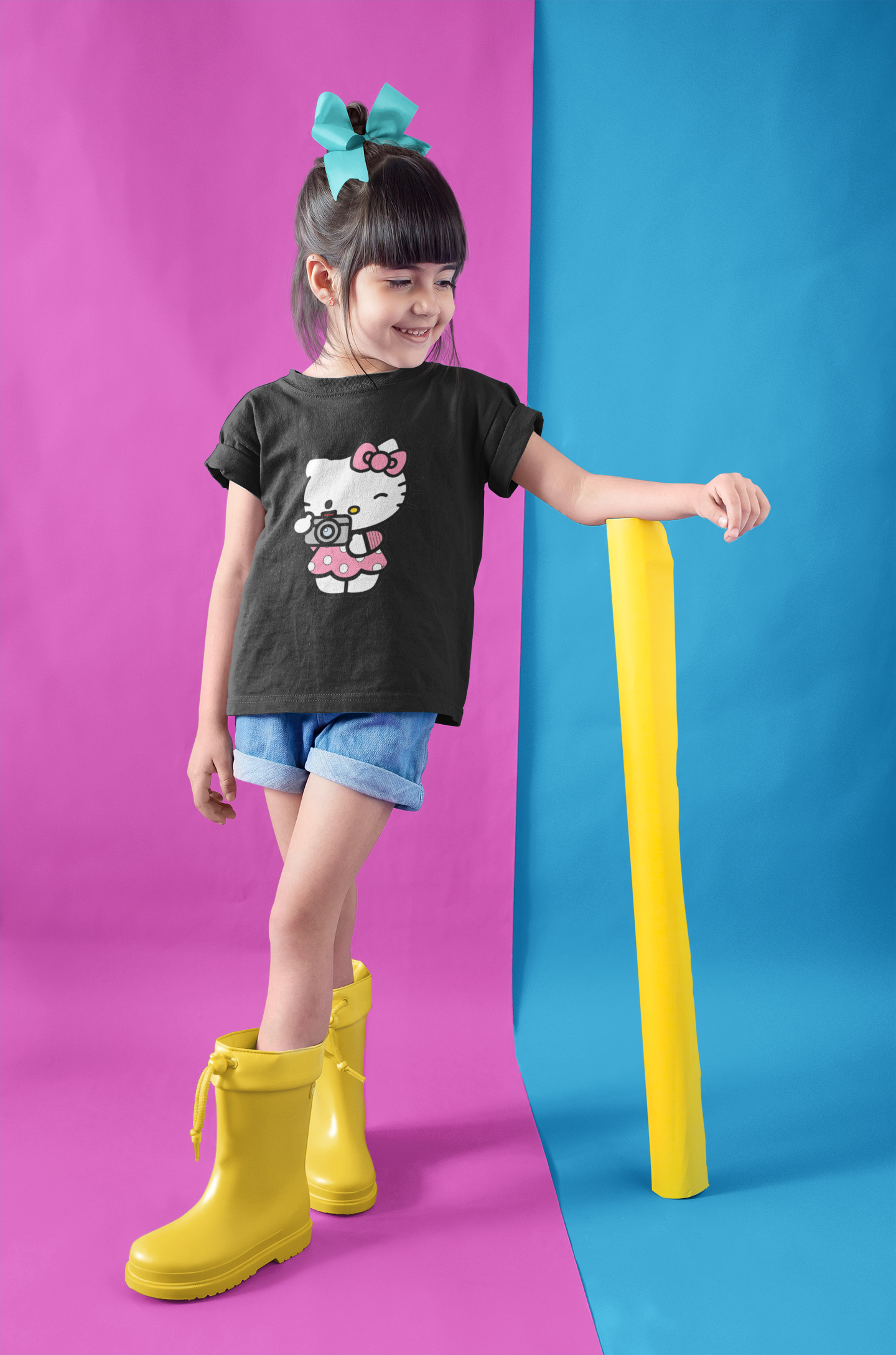 Hello Kitty Half Sleeves T-Shirt For Girls -FunkyTeesClub