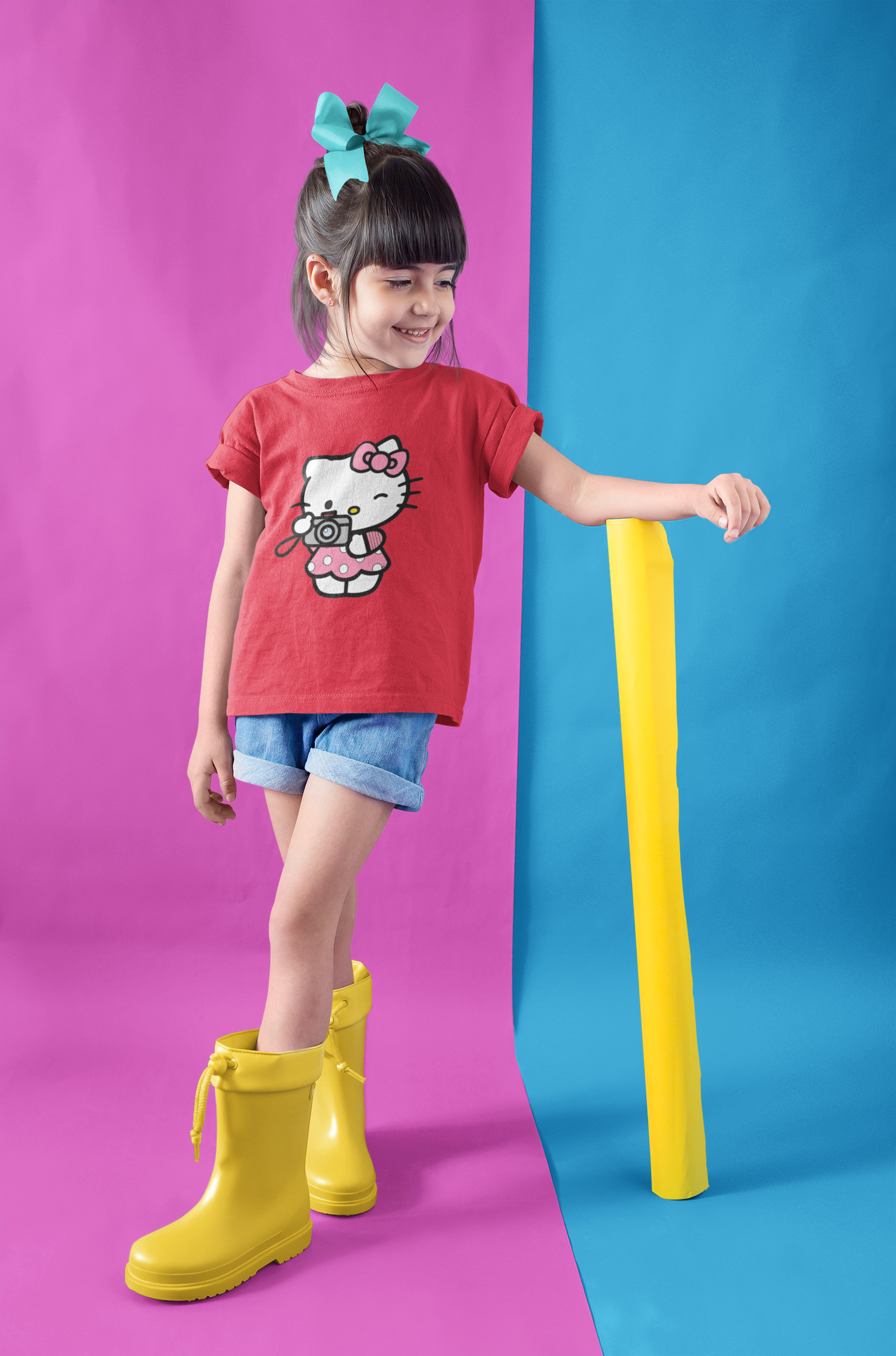 Hello Kitty Half Sleeves T-Shirt For Girls -FunkyTeesClub