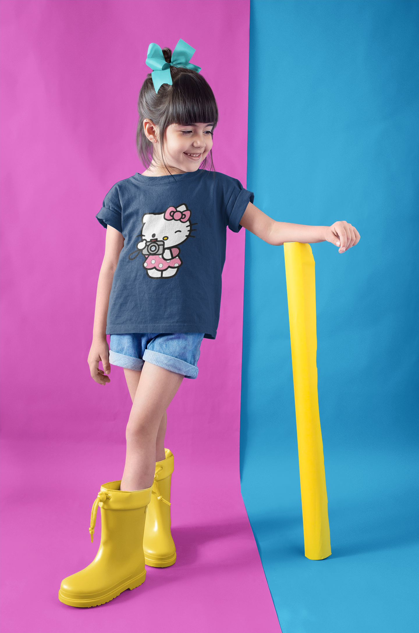 Hello Kitty Half Sleeves T-Shirt For Girls -FunkyTeesClub