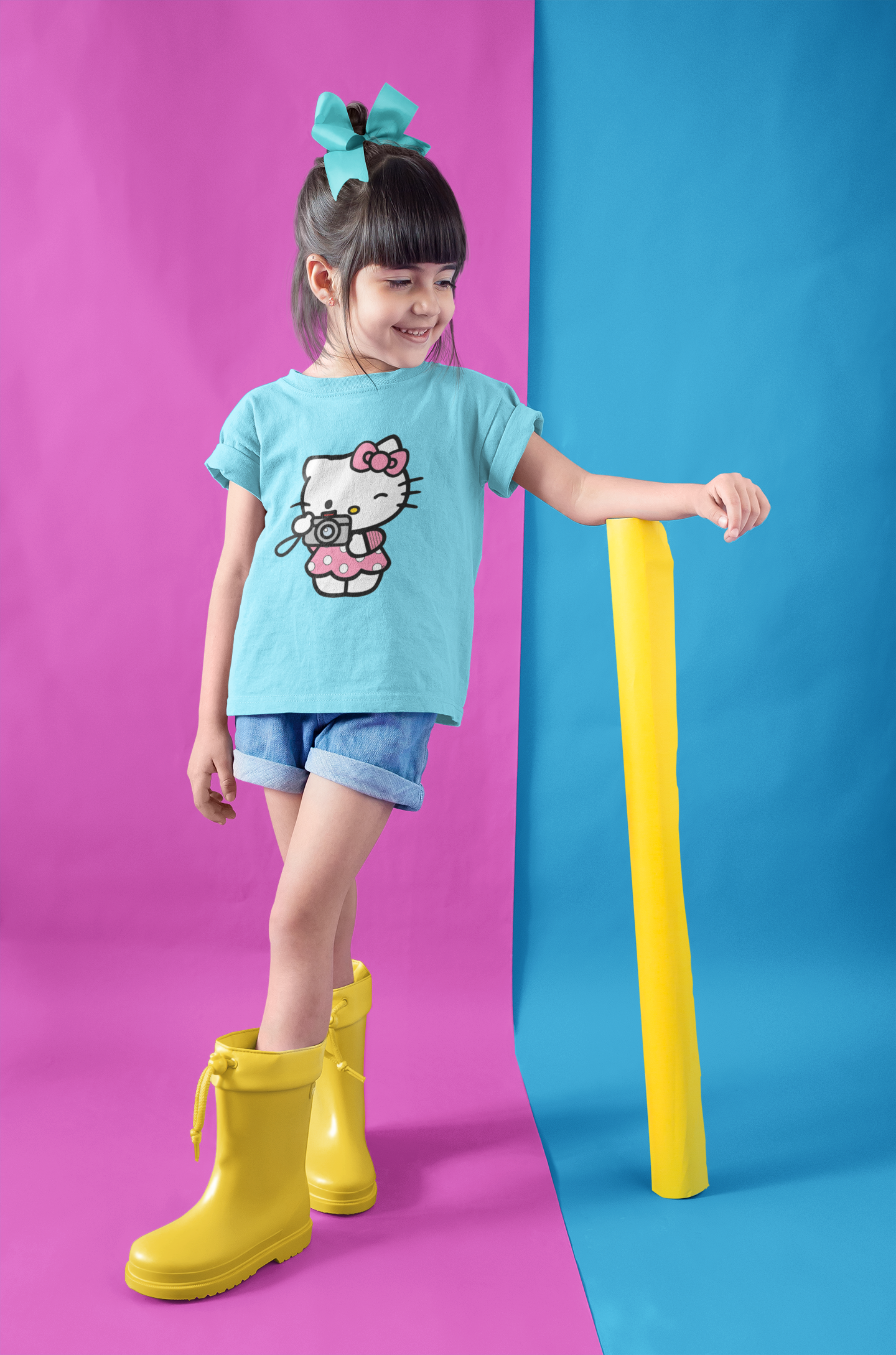 Hello Kitty Half Sleeves T-Shirt For Girls -FunkyTeesClub