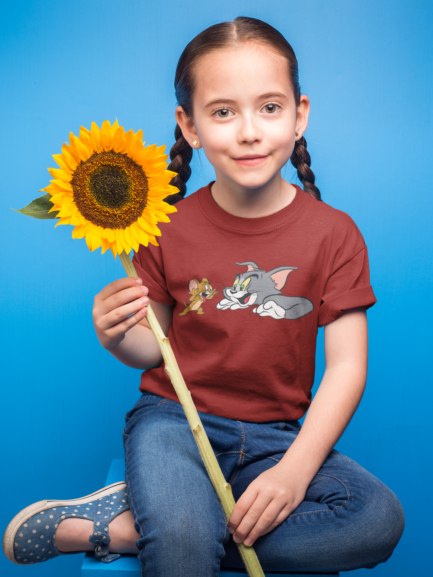 Cute Cartoon Half Sleeves T-Shirt For Girls -FunkyTeesClub
