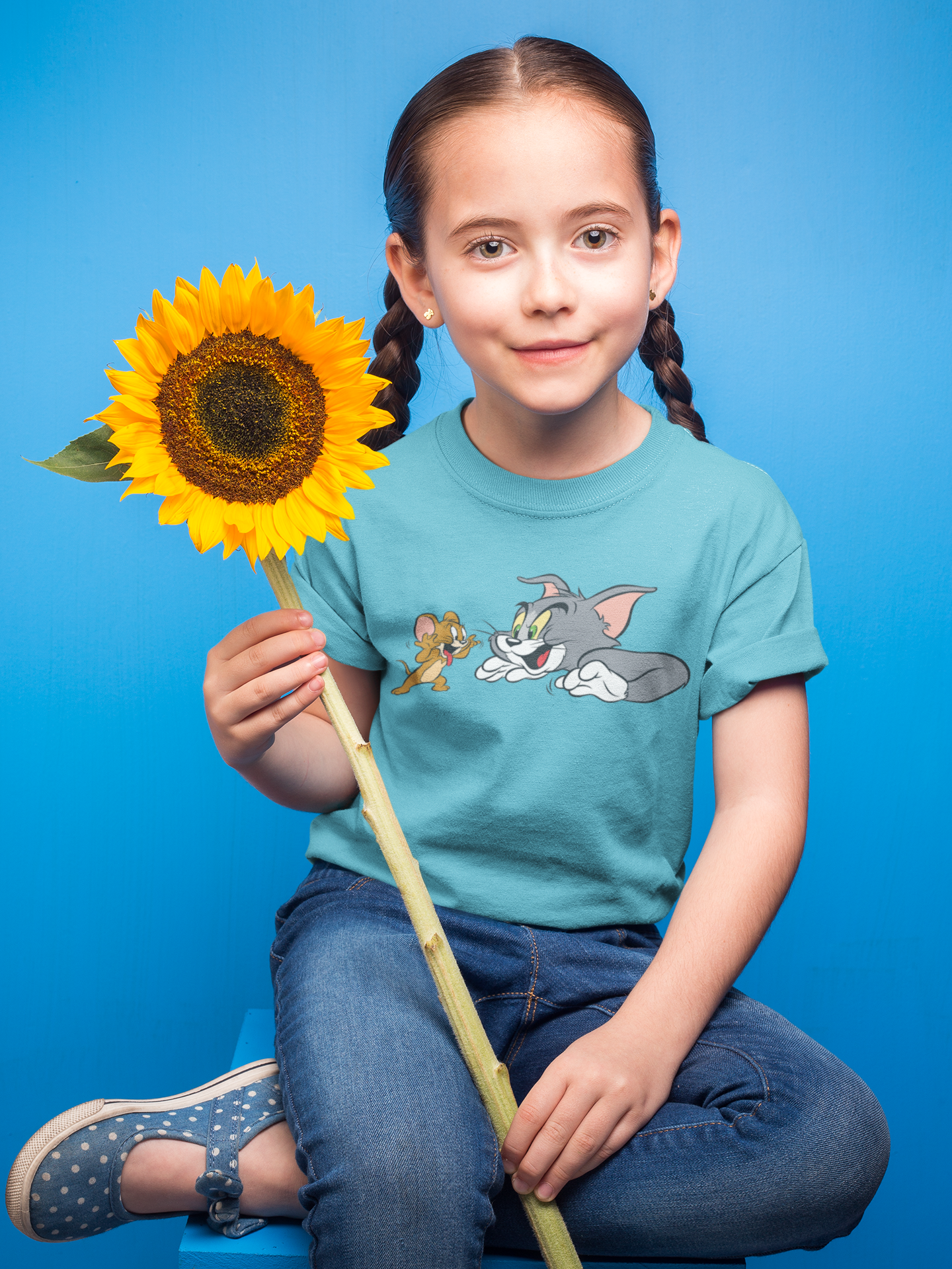 Cute Cartoon Half Sleeves T-Shirt For Girls -FunkyTeesClub